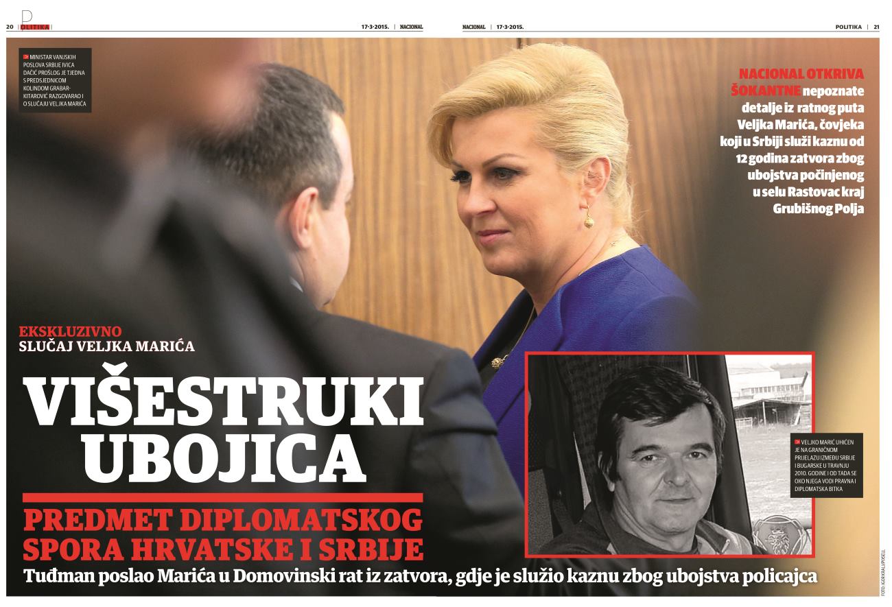 PREDSJEDNICA KOLINDA GRABARKITAROVIĆ RAZGOVARALA JE O SLUČAJU VELJKA MARIĆA SA SRPSKIM MINISTROM VANJSKIH POSLOVA IVICOM DAČIĆEM FOTO: Nacional
