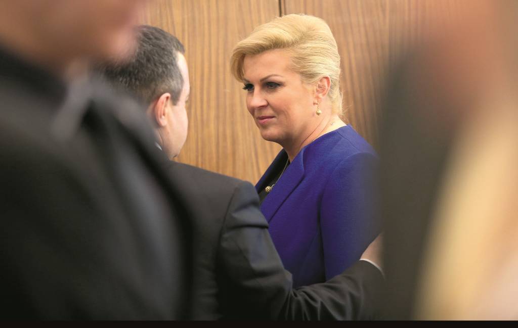 11.03.2015., Zagreb, Ured predsjednice RH - Predsjednica Republike Hrvatske Kolinda Grabar-Kitarovic primila je prvog potpredsjednika Vlade i ministra vanjskih poslova Republike Srbije Ivicu Dacica. Photo: Igor Kralj/PIXSELL