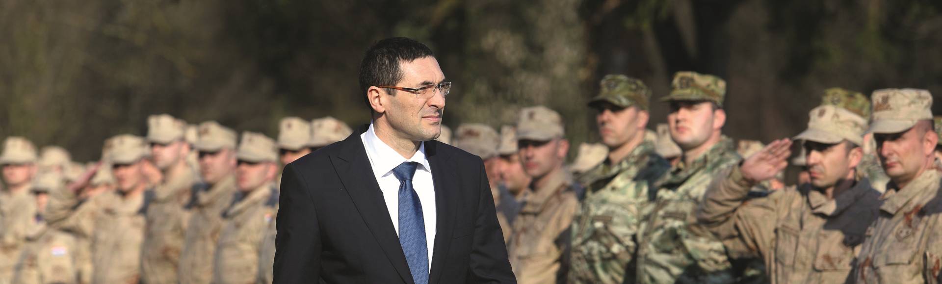 04.03.2013., 91. zrakoplovna baza HRZ i PZO-a, Zagreb - Svecani ispracaj 21. hrvatskog kontingenta u mirovnu operaciju ISAF u Afganistanu u cijem sastavu se nalaze i pripadnici Oruzanih snaga Crne Gore. Ispracaju su nazocili ministar obrane RH Ante Kontramanovic i ministrica obrane Crne Gore Milica Pejanovic Djurisic. 
Photo: Zeljko Lukunic/PIXSELL
