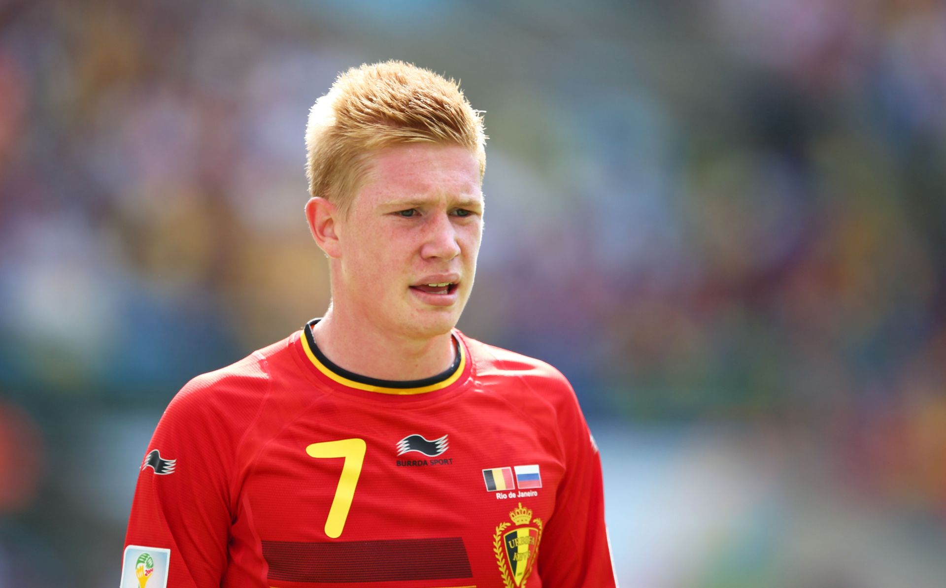 RIO DE JANEIRO, BRAZIL - JUNE 22: Kevin De Bruyne of Belgium looks on during the 2014 FIFA World Cup Brazil Group H match between Belgium and Russia at Maracana on June 22, 2014 in Rio de Janeiro, Brazil.  (Photo by Julian Finney/Getty Images)