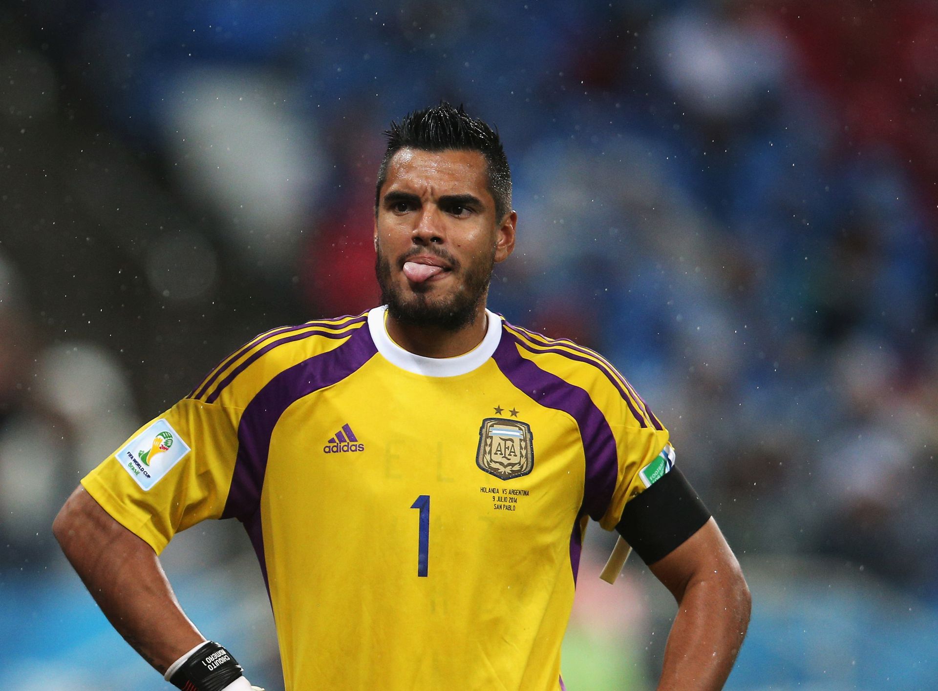 SAO PAULO, BRAZIL - JULY 09:  Sergio Romero of Argentina looks on during the 2014 FIFA World Cup Brazil Semi Final match between the Netherlands and Argentina at Arena de Sao Paulo on July 9, 2014 in Sao Paulo, Brazil.  (Photo by Dean Mouhtaropoulos/Getty Images)