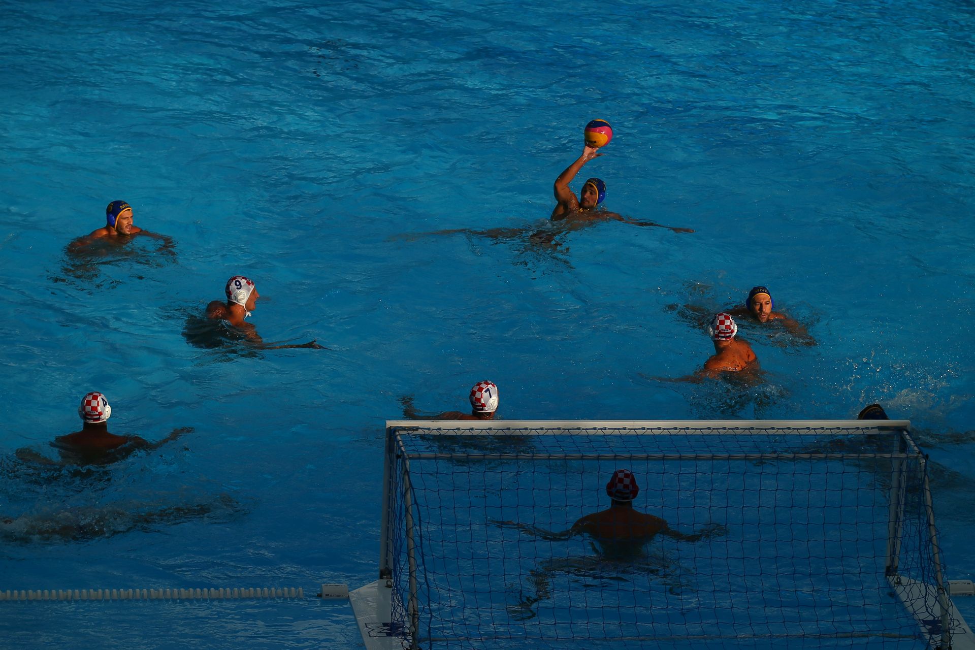 KAZAN, RUSSIA - AUGUST 04:  A general view in the Men's Water Polo Quarter Final match between Croatia and Montenegro on day eleven of the 16th FINA World Championships at the Water Polo Arena on August 4, 2015 in Kazan, Russia.  (Photo by Clive Rose/Getty Images)