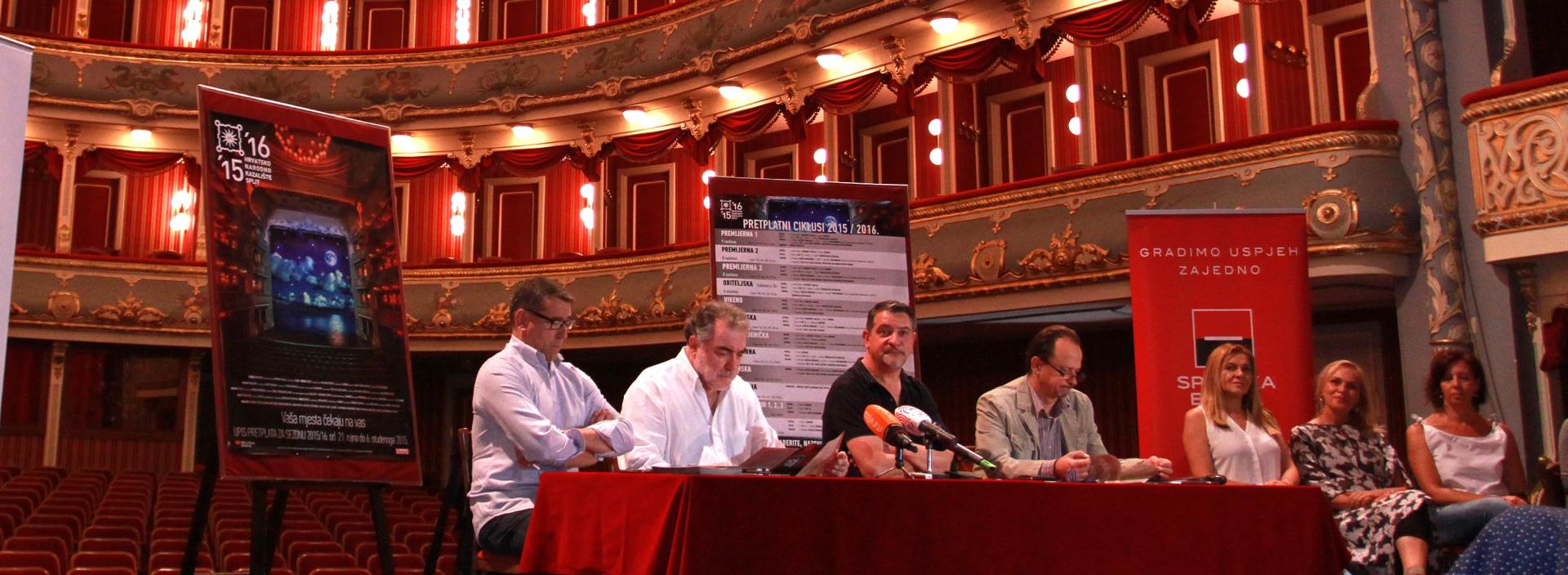 21.09.2015., Split , HNK, konferencija za novinara uoci predstavljanja nove kazalisne sezone 2015-2016, Dinko Bogdanovic ravnatelj baleta, Ivo Lipanovic ravnetaelj opere, Goran Golovko intendant, Trpimir Jurkic ravnatelj drame.
Photo: Miranda Cikotic/PIXSELL