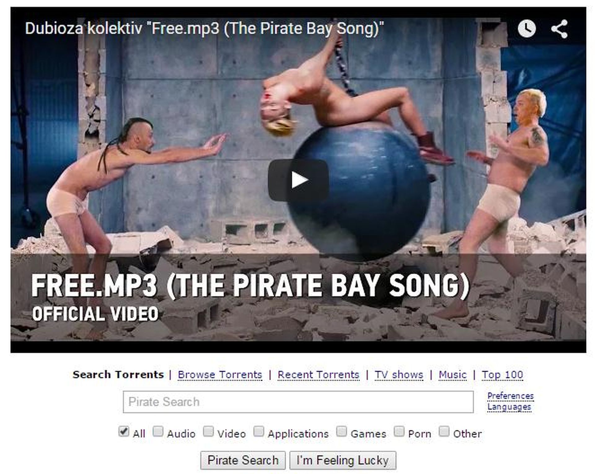 Screenshot/Pirate Bay