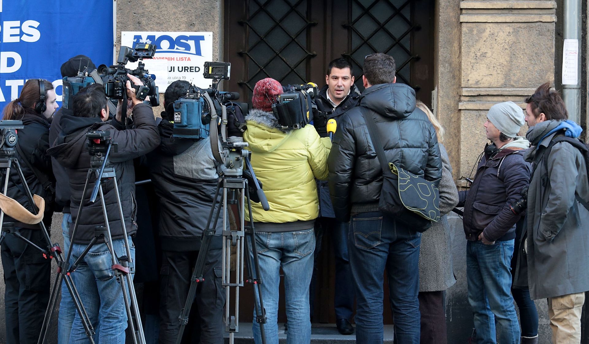 11.12.2015., Zagreb - U sjedistu stanke odrzana je jos jedna sjednica Nacionalnog vijeca Mosta nezavisnih lista. Prije pocetka sjednice Nikola Grmoja dao je izjavu za medije. 
Photo: Patrik Macek/PIXSELL