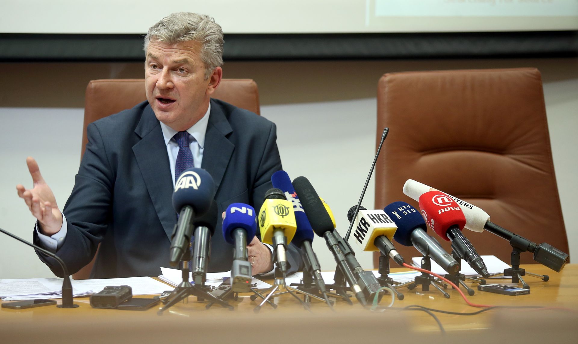 21.01.2016., Zagreb, Ilica 335, Ravnateljstva policije - Ministar unutarnjiih poslova Ranko Ostojic odrzao je konferenciju za medije na temu migracijske krize u Hrvatskoj.
Photo: Igor Kralj/PIXSELL