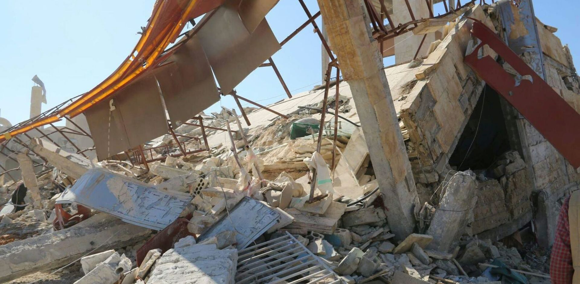 epa05162331 A handout image provided by the Medecins Sans Frontieres (MSF) or Doctors Without Borders organization, showing destruction and rubble at an MSF-supported hospital in Ma'arat Al Numan, Idlib province, northern Syria, largely destroyed in an attack on early 15 February 2016. At least eight staff members are missing after airstrikes at a hospital affiliated with Doctors Without Borders (MSF) in northern Syria, believed to have been carried out by Russian jets. 'We can confirm that the MSF-supported structure in Maaret al-Noumaan in northern Idlib was destroyed this morning in airstrikes,' said Mirella Hodeib, a press offer at MSF in Beirut. MSF said 40,000 people would be cut off from access to medical services as a result of the latest strikes on the hospital in Idlib. Three MSF-supported hospitals were recently damaged in Aleppo.  EPA/MSF/HANDOUT BEST QUALITY AVAILABLE. HANDOUT EDITORIAL USE ONLY/NO SALES