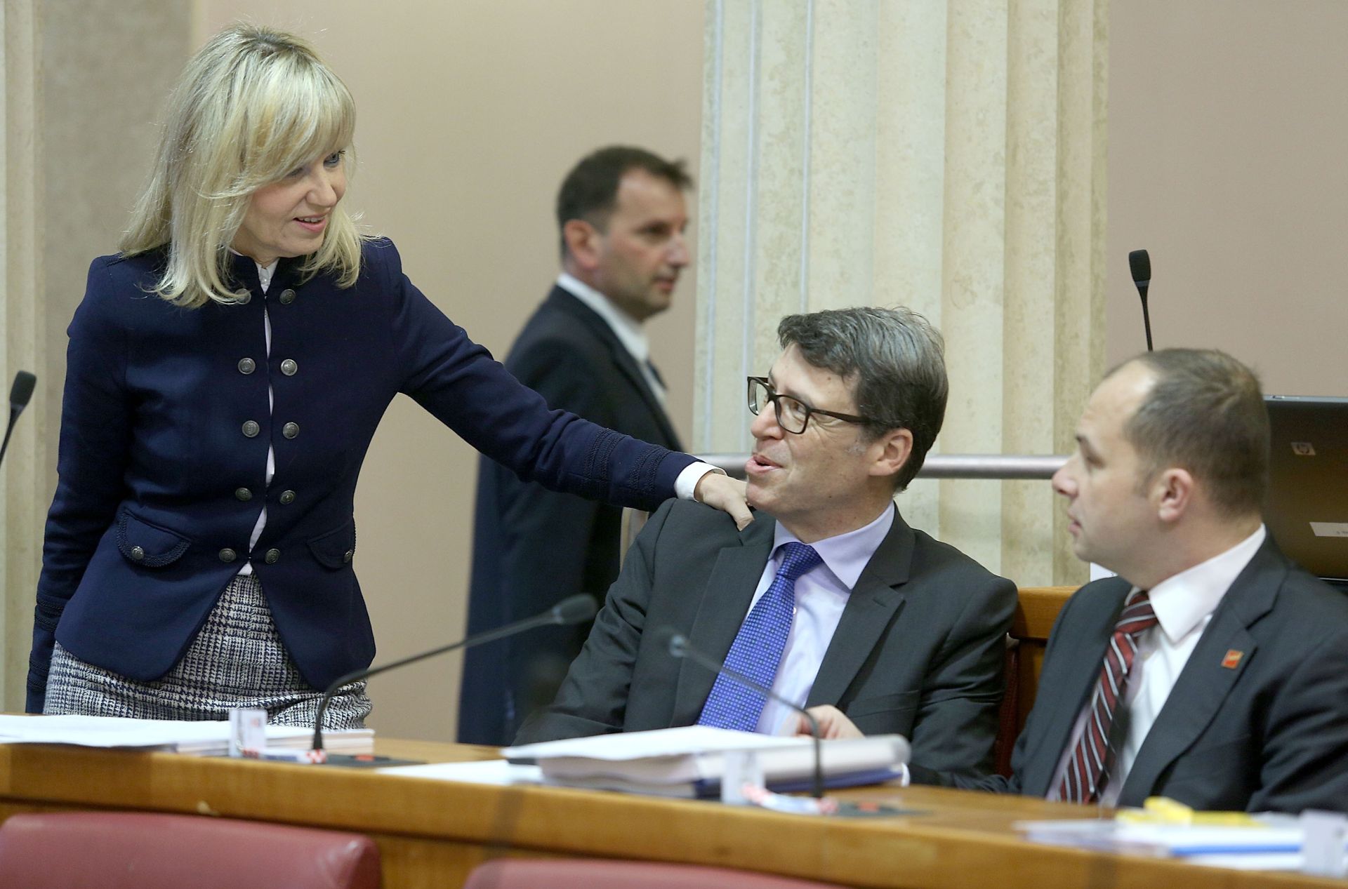 17.03.2016., Zagreb - Sabor je 2. sjednicu nastavio raspravom o Konacnom prijedlogu zakona o sanaciji javnih ustanova. Ingrid Anticevic Marinovic, Zeljko Jovanovic, Sinisa Hajdas Doncic. Photo: Patrik Macek/PIXSELL