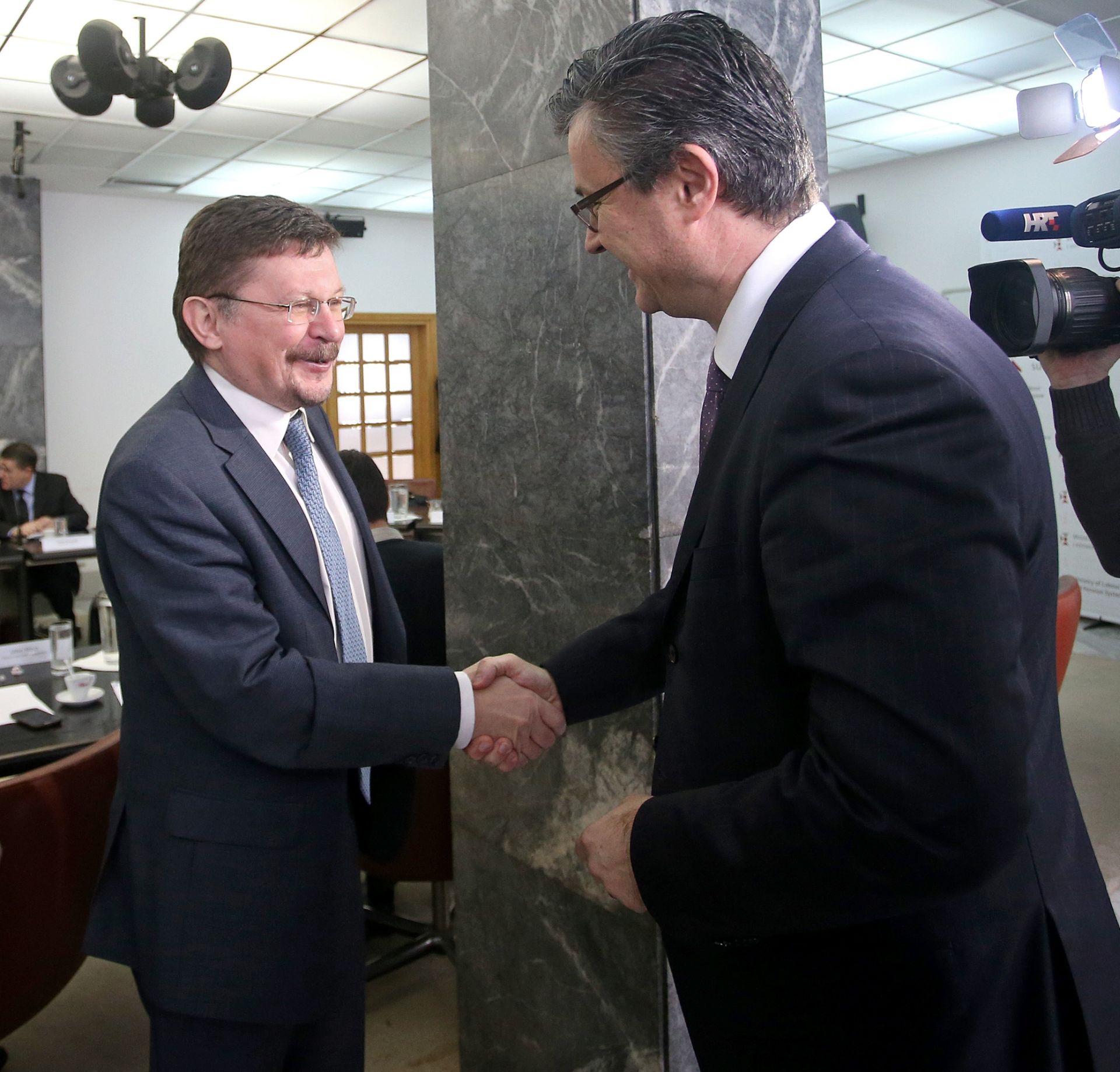 09.03.2016., Zagreb - Predsjednik Vlade Republike Hrvatske Tihomir Oreskovic na 200. sjednici Gospodarsko-socijalnog vijeca u Ministarstvu rada i mirovinskog sustava. Kresimir Sever, Vilim Ribic i Tihomir Oreskovic. 
Photo: Igor Kralj/PIXSELL