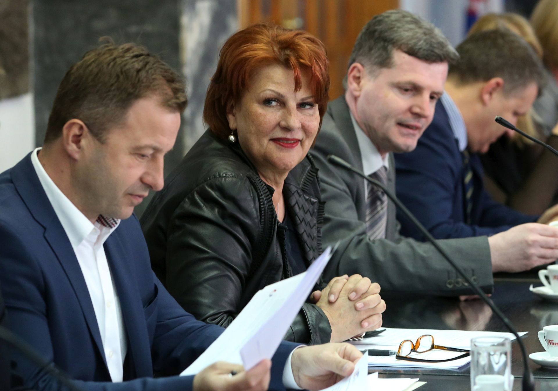 Zagreb, 25.04.2016. - Sjednica Gospodarsko-socijalnoga vijeæa (GSV). Na fotografiji ministri Tomislav Paneniæ, Nada ikiæ, Dario Nakiæ. foto HINA/ Lana SLIVAR DOMINIÆ/ lsd