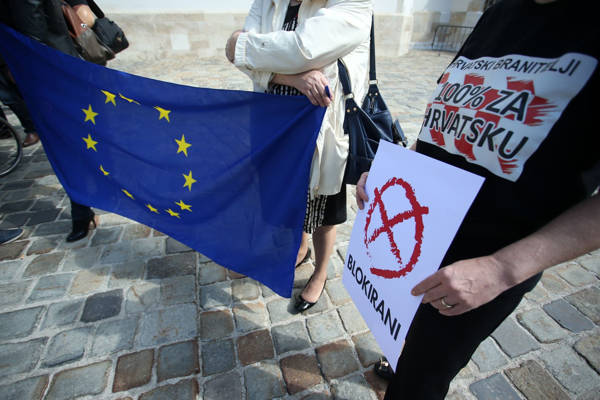 23.04.2015., Zagreb - Udruga Blokirani odrzala je prosvjed na Trgu svetog Marka. Photo: Sanjin Strukic/PIXSELL