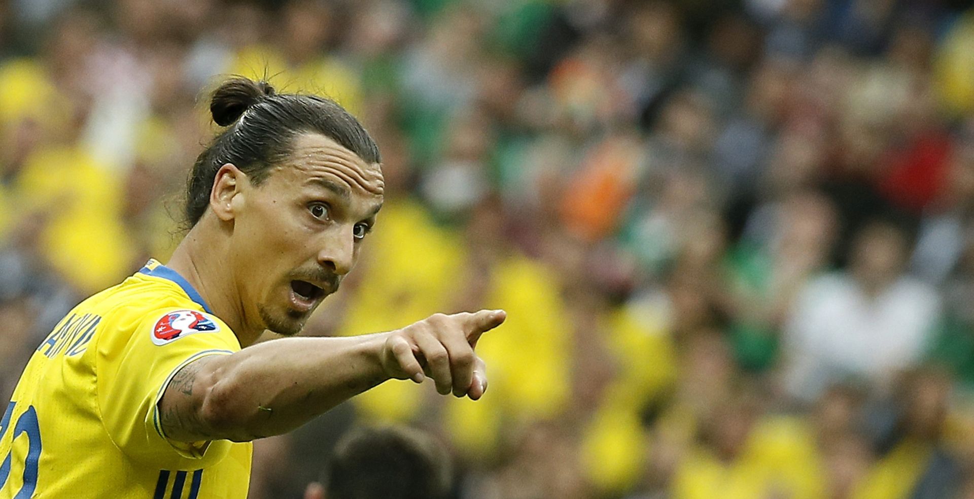 epa05362414 Zlatan Ibrahimovic of Sweden reacts during the UEFA EURO 2016 group E preliminary round match between Ireland and Sweden at Stade de France in Saint-Denis, France, 13 June 2016.

(RESTRICTIONS APPLY: For editorial news reporting purposes only. Not used for commercial or marketing purposes without prior written approval of UEFA. Images must appear as still images and must not emulate match action video footage. Photographs published in online publications (whether via the Internet or otherwise) shall have an interval of at least 20 seconds between the posting.)  EPA/ETIENNE LAURENT   EDITORIAL USE ONLY