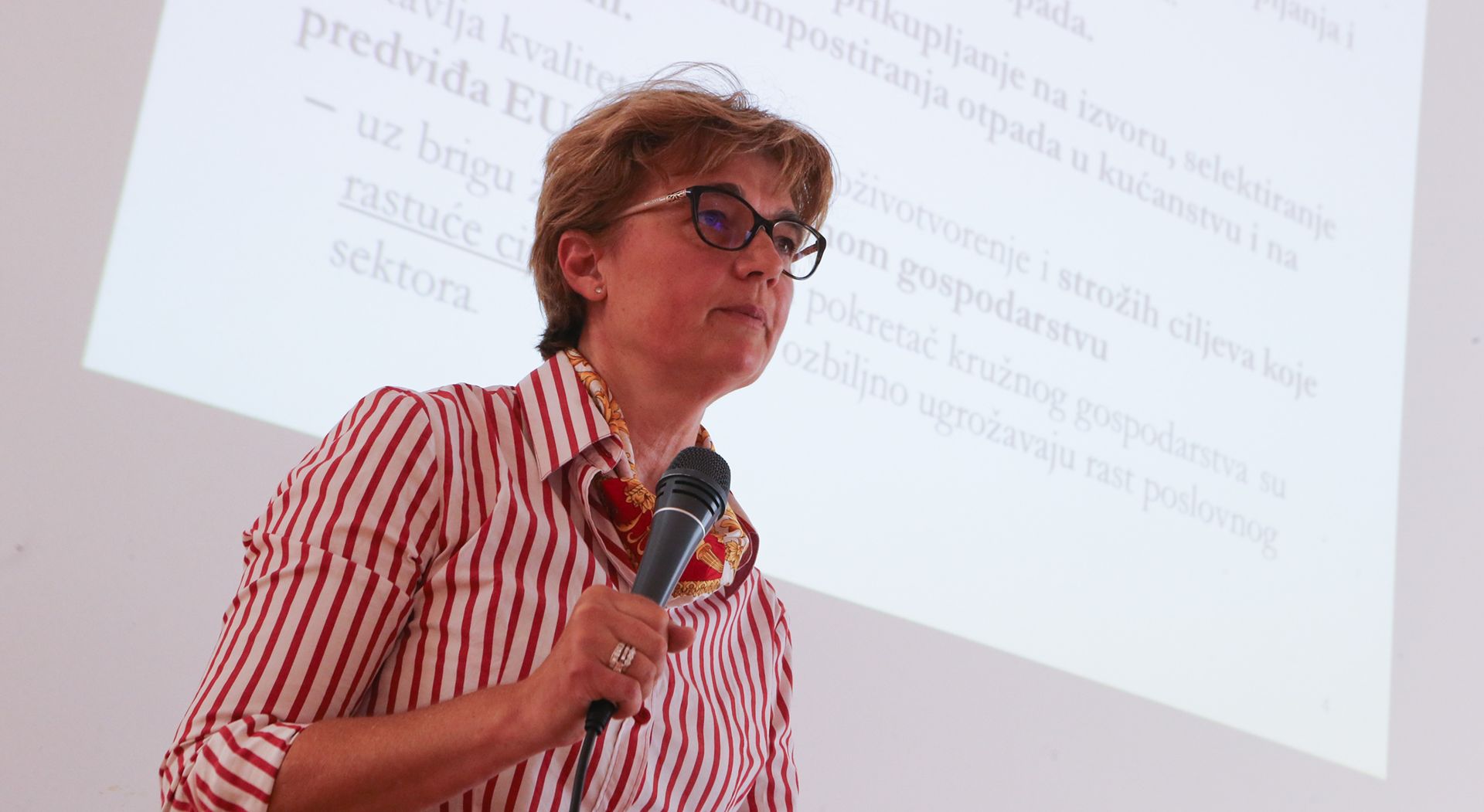 16.06.2016., Split - Pomocnica ministra zastite okolisa i prirode Lidija Runko Luttenberger nacelnicima opcina i gradova predstavila plan gospodarenja otpadom do 2022 godine.
Photo: Ivo Cagalj/PIXSELL