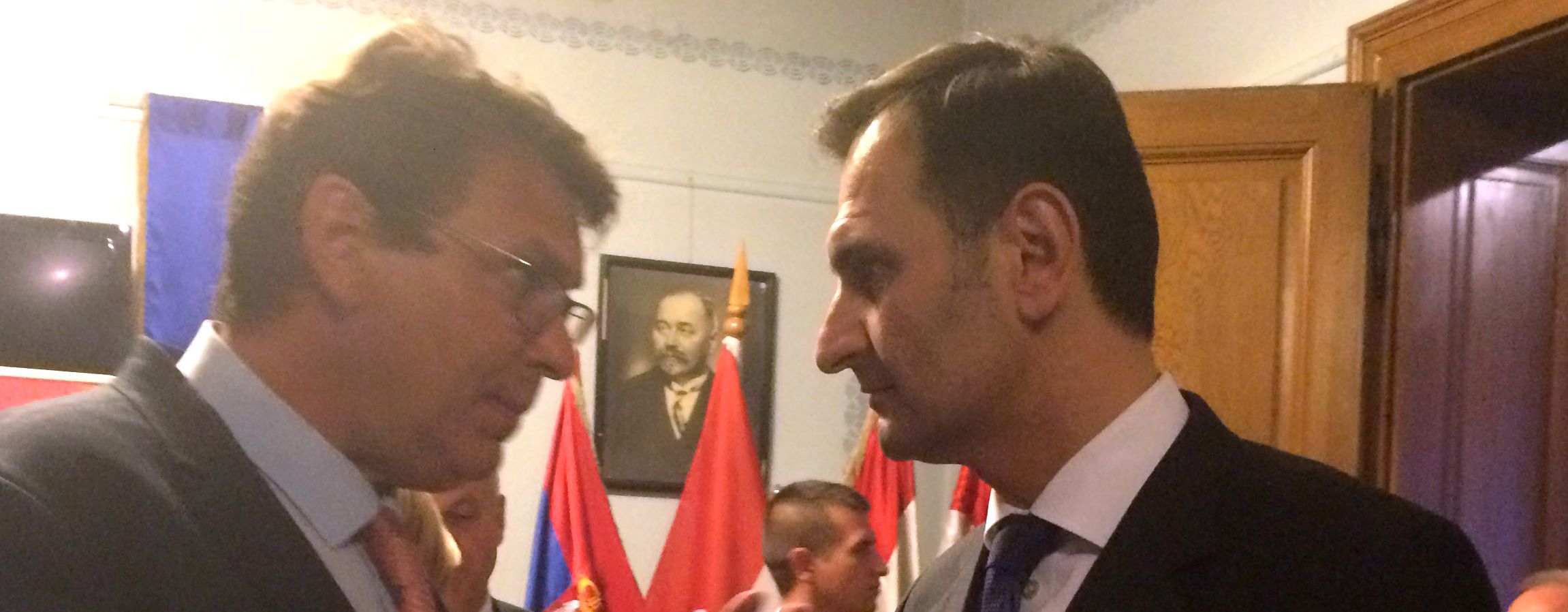 Subotica, 15. srpnja 2016. - Ministar vanjskih i europskih poslova Miro Kovaè u Subotici je nazoèio prijemu povodom 26. obljetnice Demokratskog saveza Hrvata u Vojvodini. Na fotografiji predsjednik DSHV-a Tomislav igmanov i Miro Kovaè. 
foto HINA / MVEP / mm