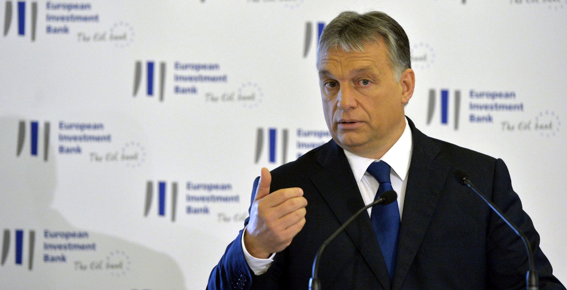 epa05360982 Hungarian Prime Minister Viktor Orban speaks during the ceremonial inauguration of the Budapest Office of the European Investment Bank Group in Budapest, Hungary, 13 June 2016.  EPA/SZILARD KOSZTICSAK HUNGARY OUT