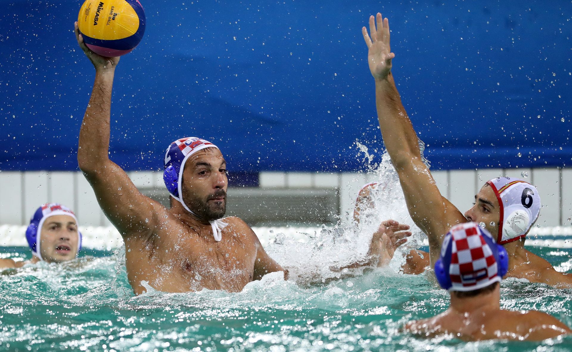 10.08.2016., Rio de Janeiro, Brazil - Olimpijske igre 2016., vaterpolo, skupina B, 3. kolo, utakmica Hrvatska - Spanjolska. Damir Buric, Marc Minguell Alferez. 
Photo: Igor Kralj/PIXSELL