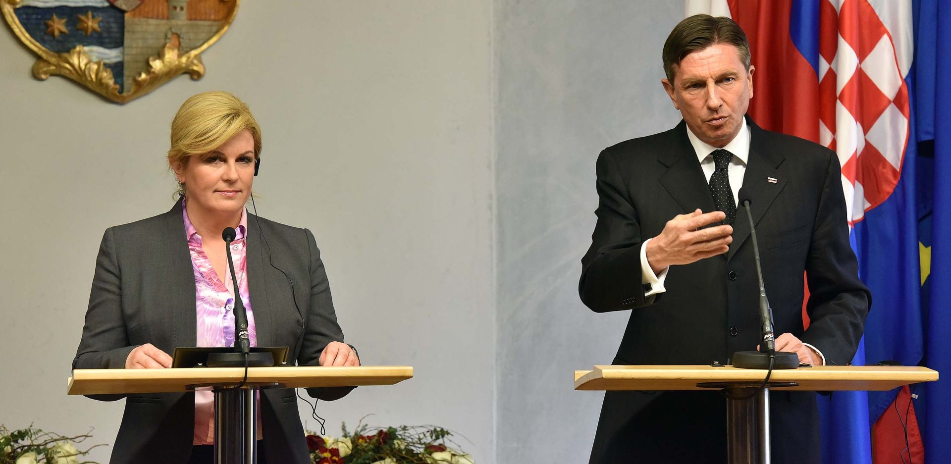 18.03.2016., Varazdin - U muzeju grada Varazdina - Stari grad odrzan je radni sastanak predsjednice Kolinde Grabar-Kitarovic s predsjednicima Republike Austrije Heinzom Fischerom i Republike Slovenije Borutom Pahorom. Izjave nakon sastanka. 
Photo: Vjeran Zganec-Rogulja/PIXSELL