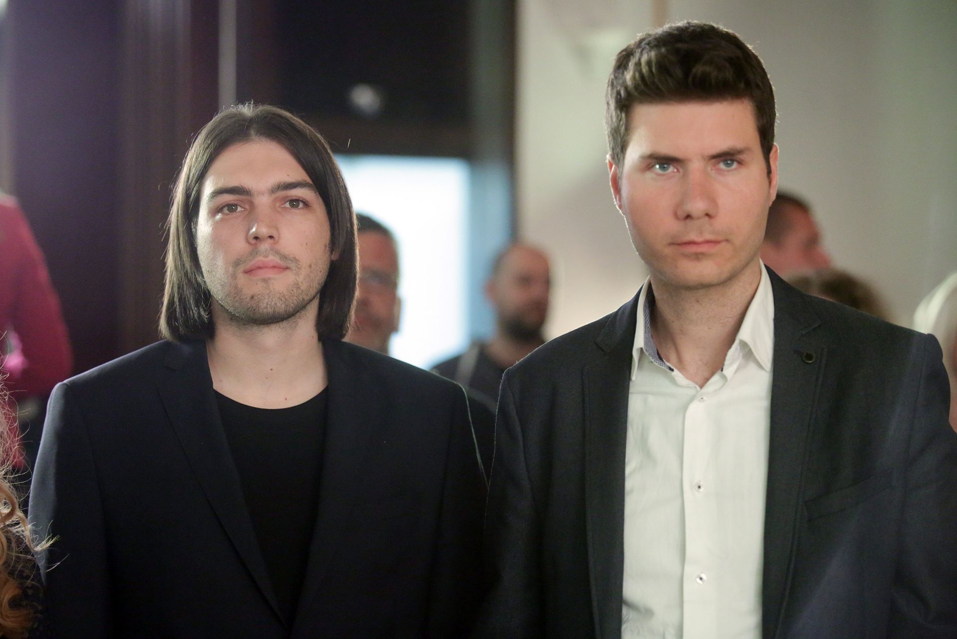 08.11.2015., Zagreb - Docek rezultata parlamentarnih izbora u stozeru Zivog zida u hotelu Laguna. Ivan Vilibor Sincic, Ivan Pernar.
Photo: Borna Filic/PIXSELL