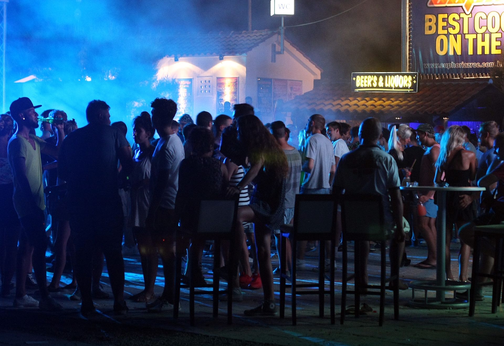 22.07.2015.,  Novalja - Na plazi Zrce, fenomenu hrvatskog turizma, zabave traju bez prestanka. Svjetlosni efekti u klubovima pridonose atraktivnost same plaze koju mnogi nazivaju hrvatskom Ibizom. 
Photo: Luka Stanzl/PIXSELL