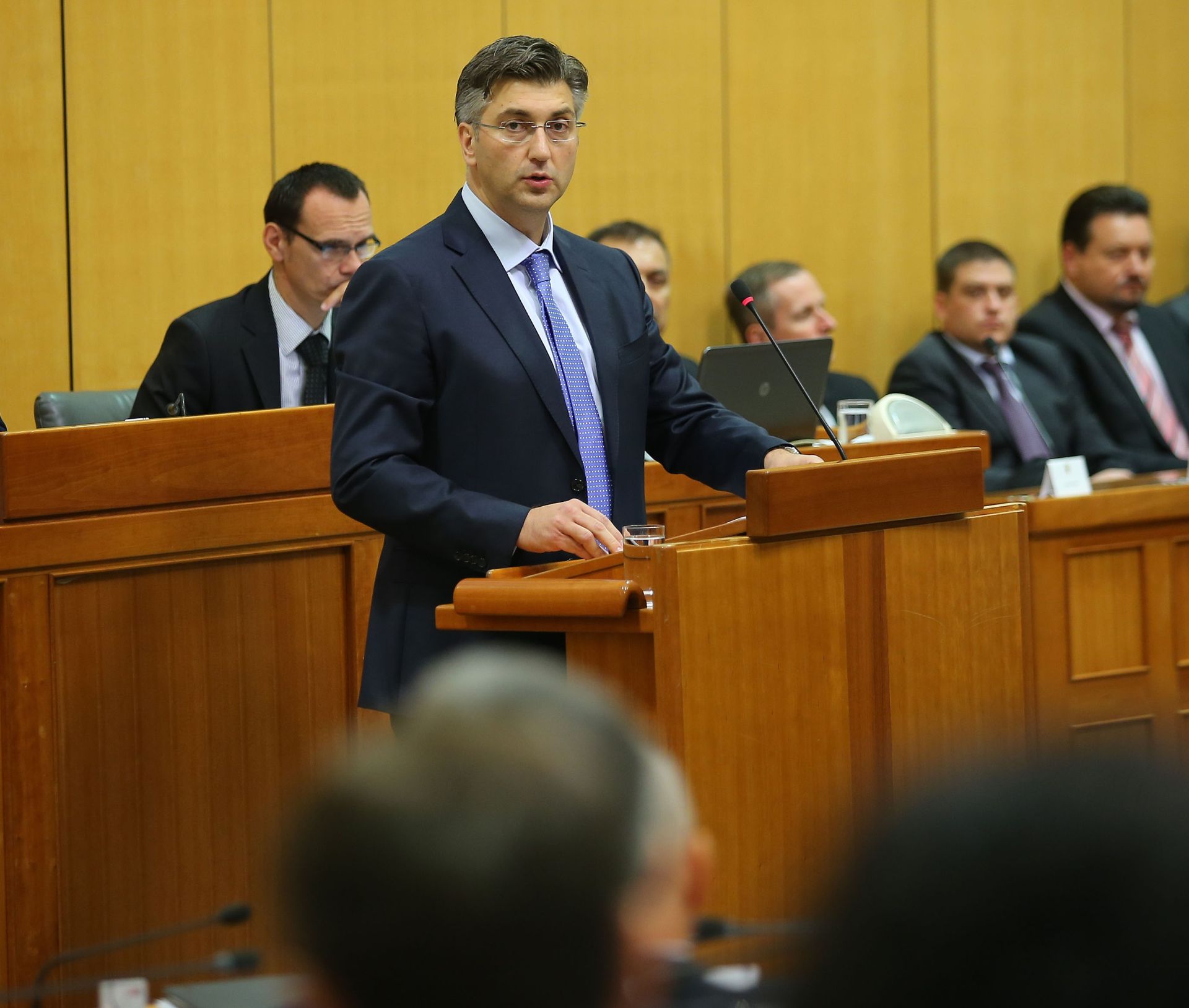 19.10.2016., Zagreb - Mandatar Andrej Plenkovic na prvoj sjednici 9. saziva Hrvatskog sabora predstavio je program Vlade i njezine clanove te je od zastupnika zatrazio da mu iskazu povjerenje. Andrej Plenkovic. Photo: Jurica Galoic/PIXSELL