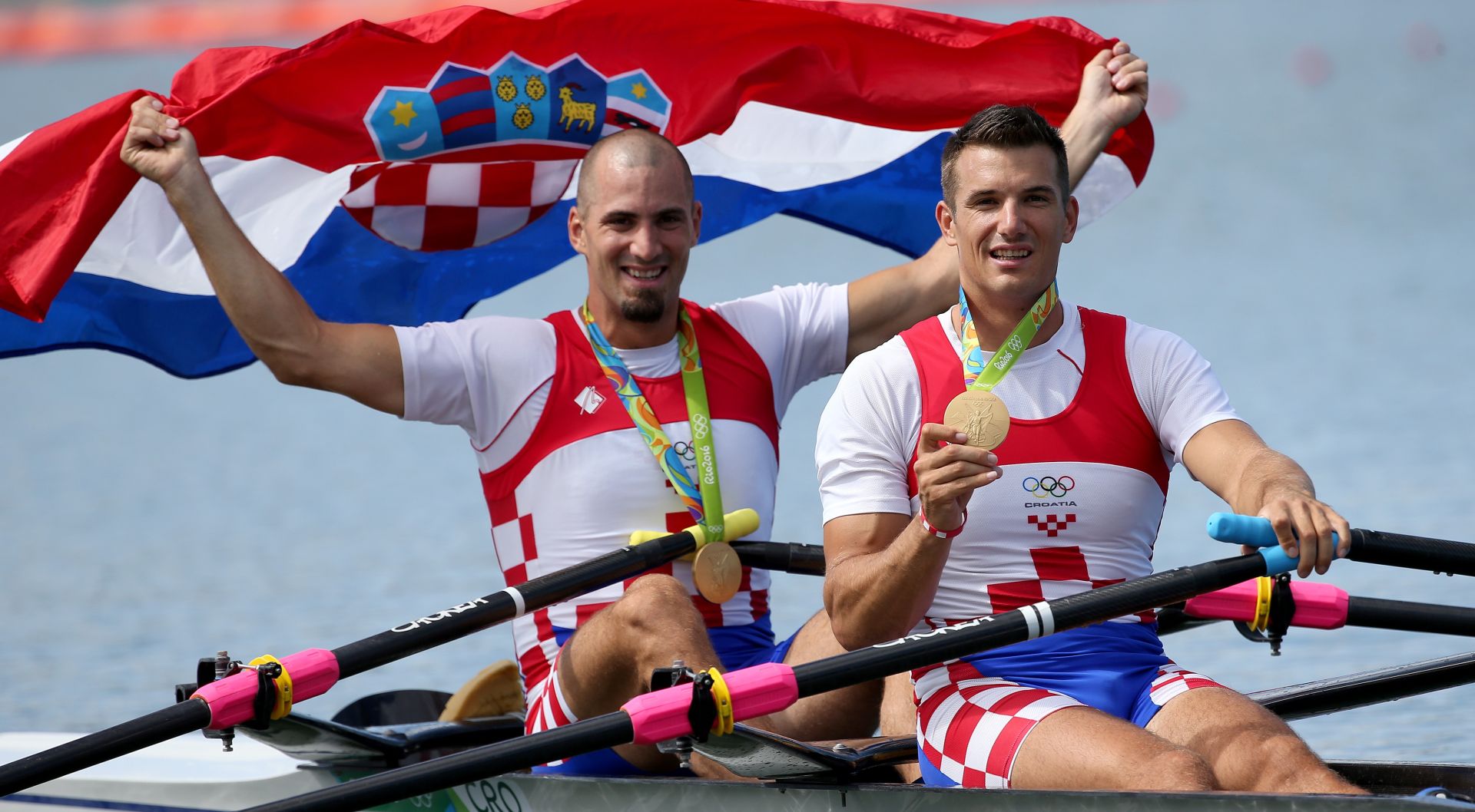 11.08.2016., Rio de Janeiro, Brazil - Braca Sinkovic, Martin i Valent, osvojili su zlatnu medalju u utrci dvojcu na parice. Photo: Igor Kralj/PIXSELL
