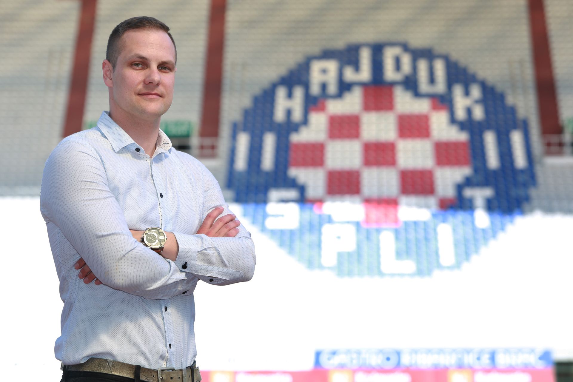 26.05.2016., Split - Novi predsjednik uprave Hajduka Ivan Kos odrzao je konferenciju za medije na kojoj je predstavio dva nova suradnika. Photo: Miranda Cikotic/PIXSELL