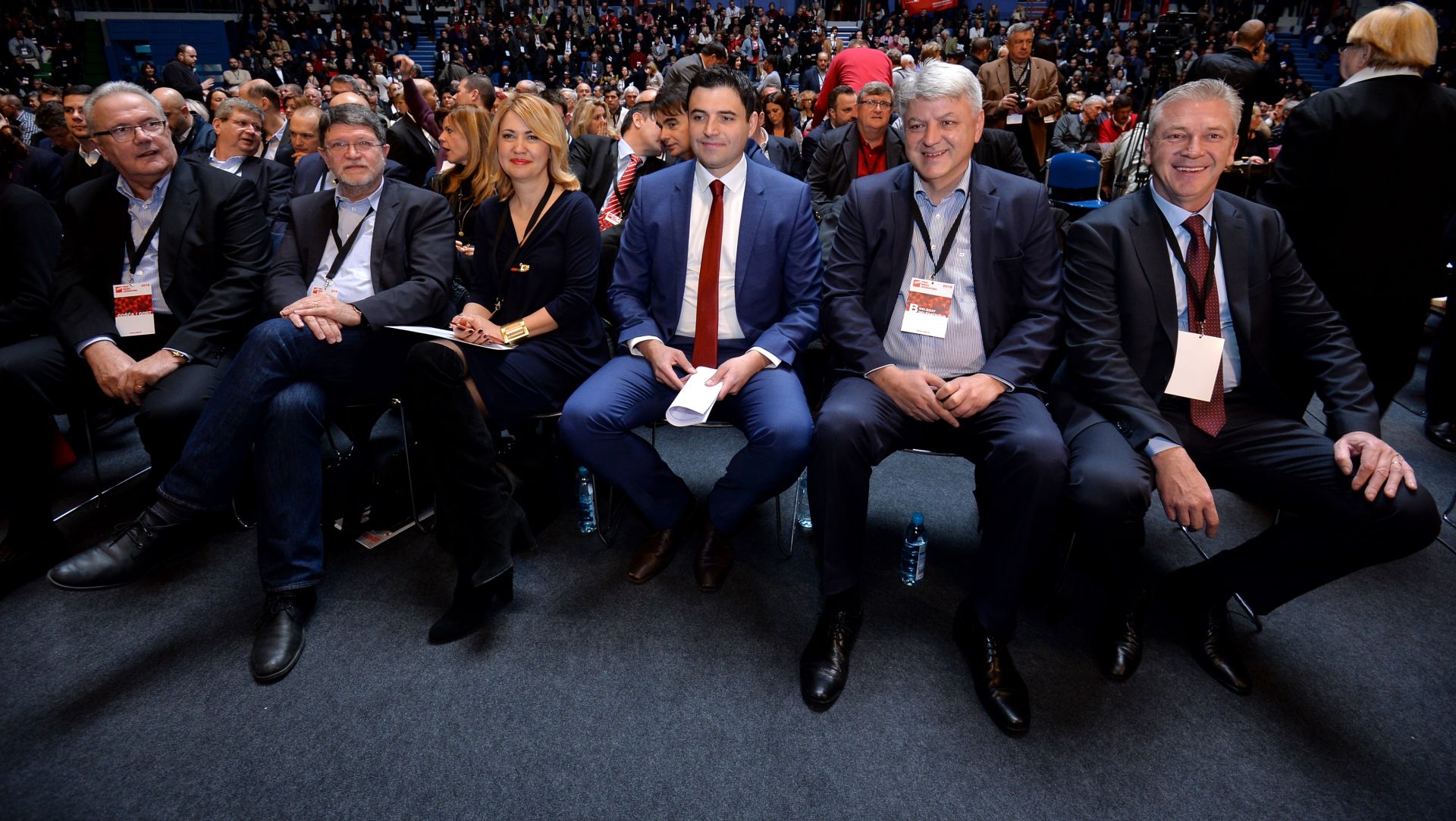 03.12.2016., KC Drazen Petrovic, Zagreb - Odrzana 14. Konvencija Socijaldemokratske partije Hrvatske na kojoj su se birali clanovi Glavnog odbora i Predsjednistva stranke. Tonino Picula, Milanka Opacic, Davor Bernardic, Zlatko Komadina, Ranko Ostojic. Photo: Marko Lukunic/PIXSELL