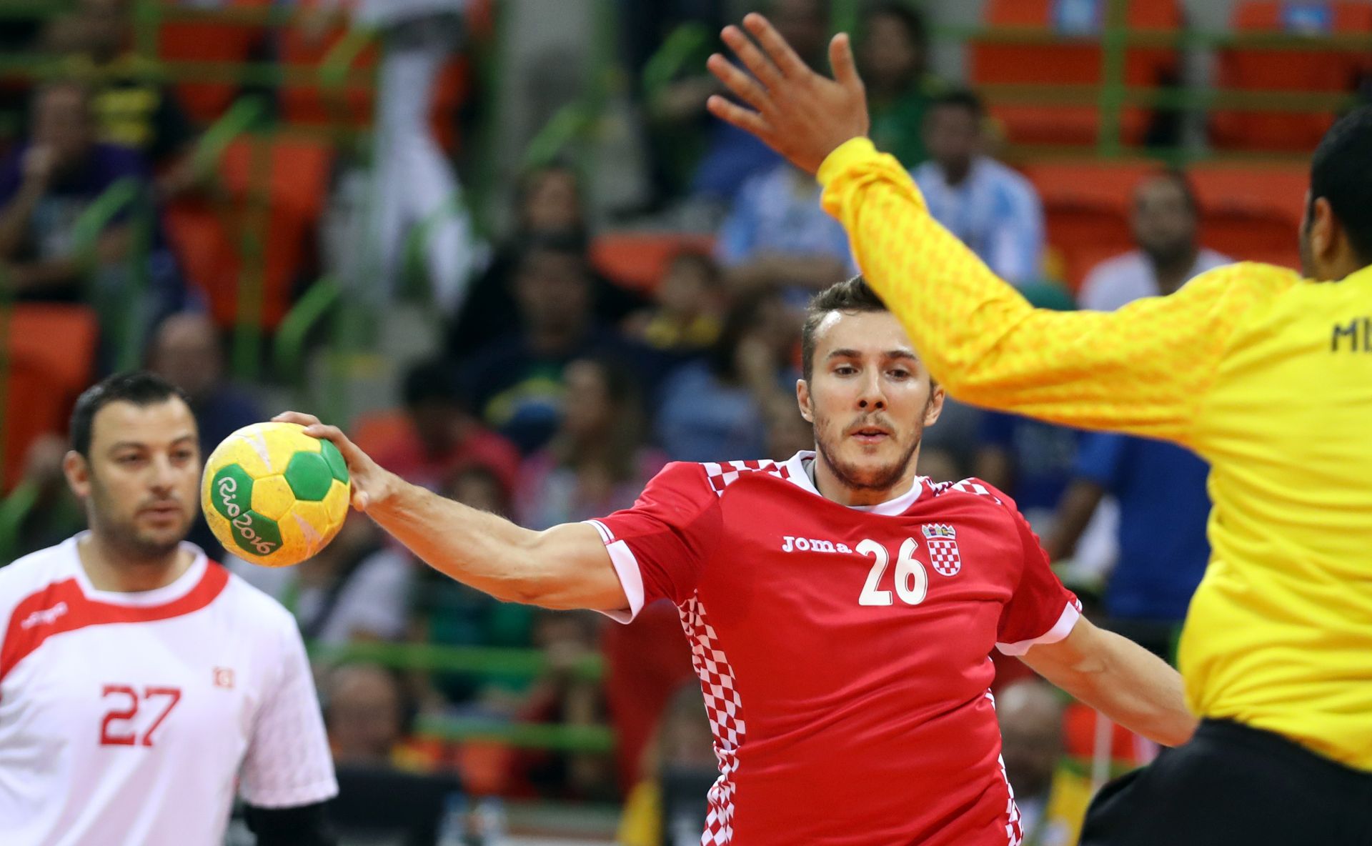 Rio de Janeiro, 15.08.2016 - Rukometna utamica izmeðu reprezentacija Hrvatske i Tunisa na Olimpijskim igrama u Rio de Janeiru. Na slici Manuel trlek.
foto HINA/ Damir SENÈAR /ds