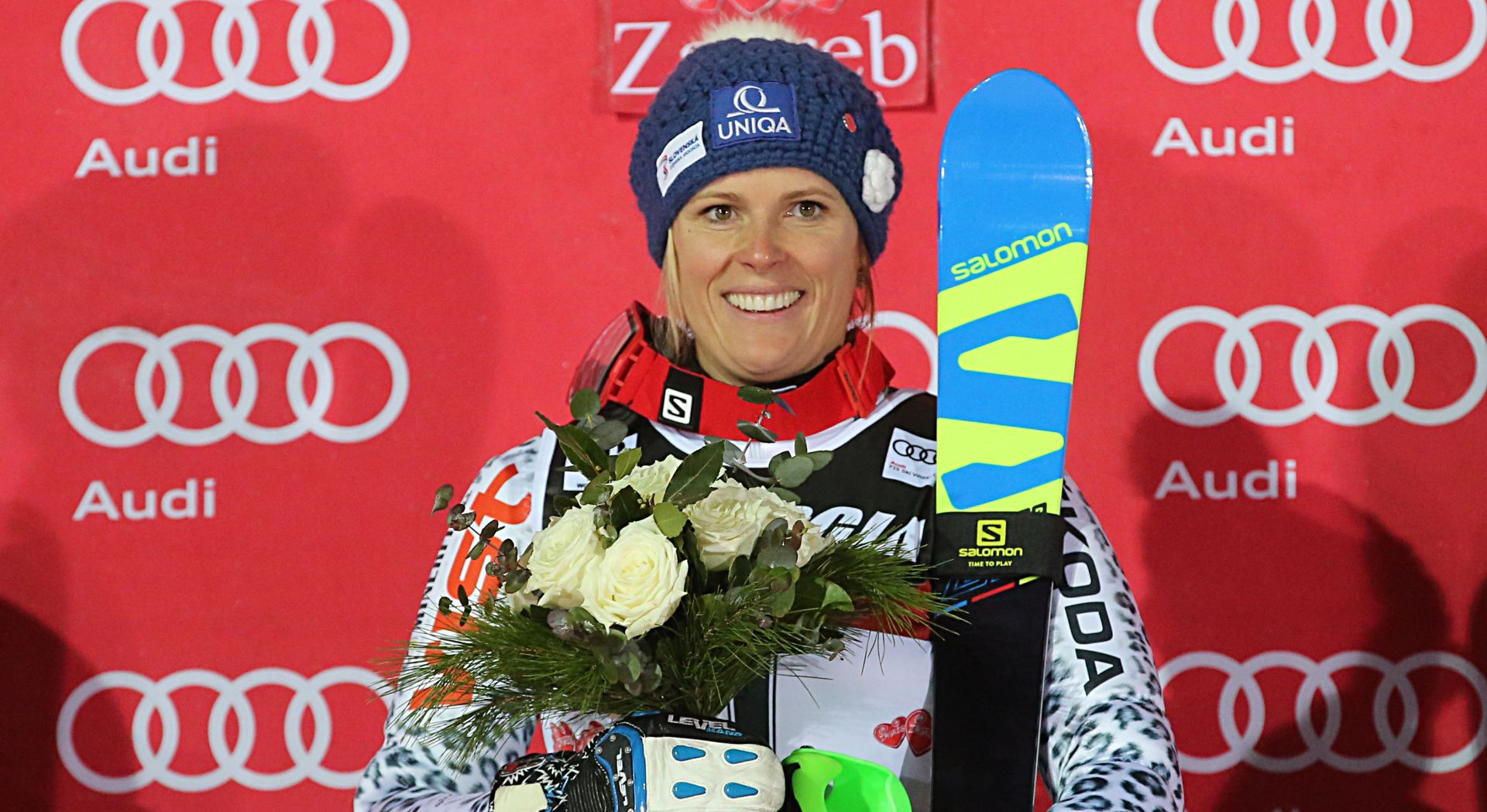 Zagreb, 03.01.2017. - Slovaèka skijaica Veronika Velez Zuzulova pobijedila je u utorak u slalomu Svjetskog kupa na zagrebaèkom Sljemenu, i to joj je prvo slavlje na Trofeju Snjene kraljice. Na fotografiji Veronika Velez Zuzulova. foto HINA/ Lana SLIVAR DOMINIÆ/ lsd