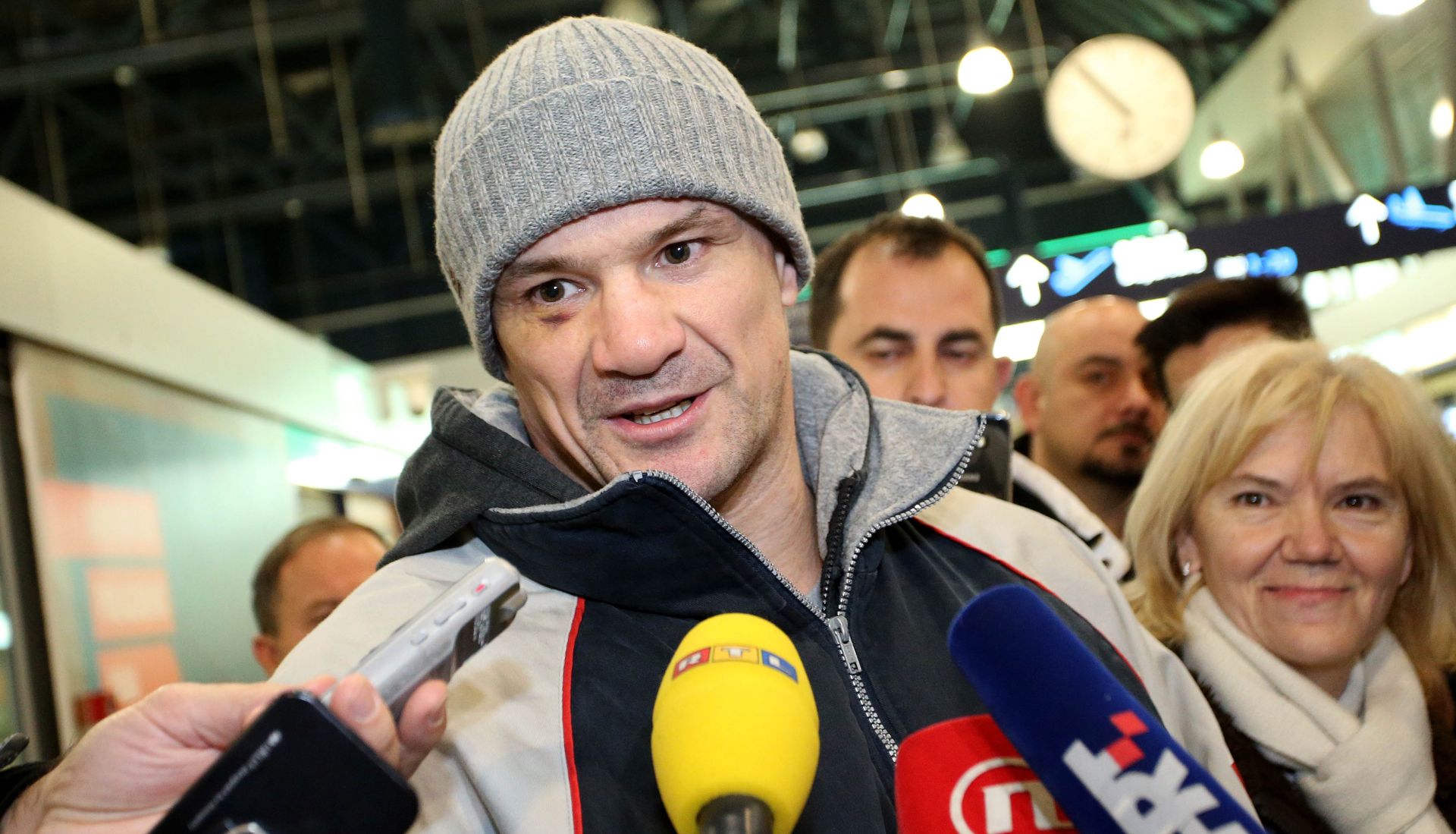02.01.2017., Zracna luka Zagreb, Zagreb - Mirko Cro Cop Filipovic vratio se iz Japana gdje je osvojio pojas prvaka Rizin World Grand Prixa. 
Photo: Igor Kralj/PIXSELL