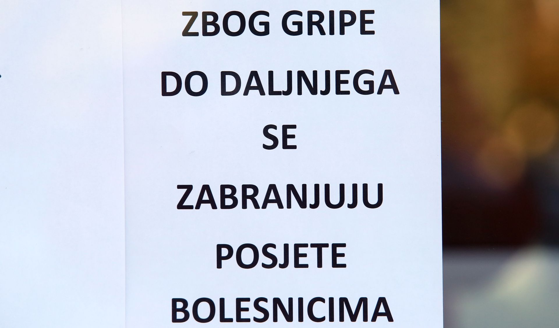 11.01.2017., Sibenik - Na sve odjele sibenske bolnice zbog epidemije gripe zabranjene su posjete bolesnicima. 
Photo: Dusko Jaramaz/PIXSELL