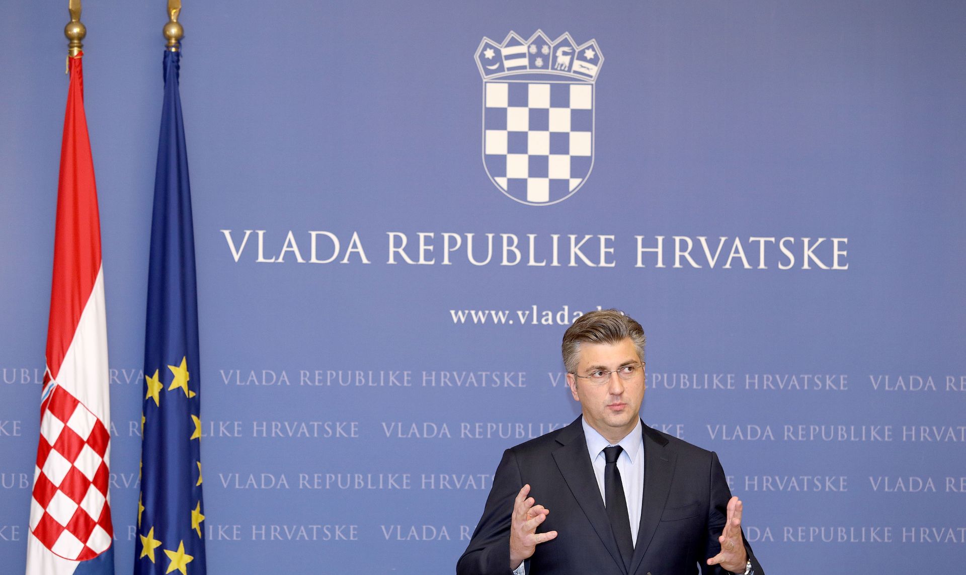 26.01.2017., Zagreb - Premijer Andrej Plenkovic odrzao je konferenciju za medije povodom prvih 100 dana Vlade. Photo: Patrik Macek/PIXSELL