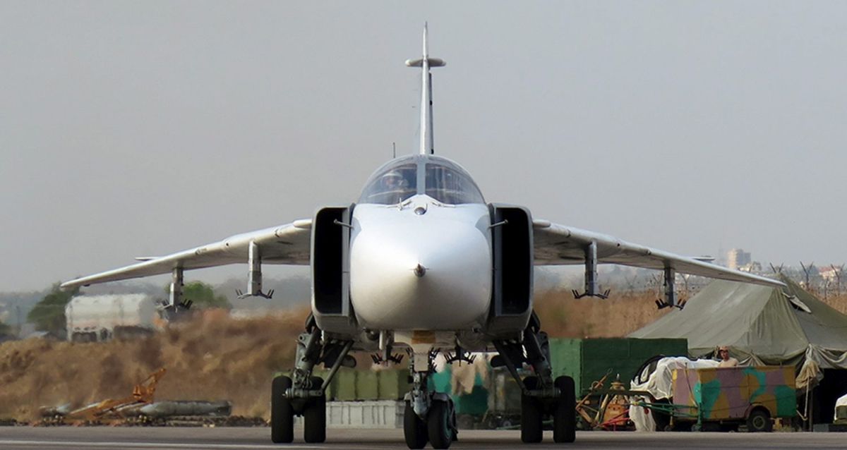 epa05039430 A handout picture dated 02 October 2015 made available on the official website of the Russian Defence Ministry  showing a Russian SU-24 M bomber parked at the Syrian Hmeymim airbase, outside Latakia, Syria. A Russian fighter jet was shot down 24 November 2015 over the Turkish-Syrian border, the Defence Ministry in Moscow said, according to Interfax news agency. The Sukhoi Su-24 was reportedly downed by Turkish forces, Turkish state news agency Anadolu reported, citing sources in the presidency. The report said that the jet violated Turkish airspace and ignored warnings. It crashed in the north-western Syrian town of Bayirbucak, Turkish security sources were quoted as saying.  EPA/RUSSIAN DEFENCE MINISTRY / HANDOUT  HANDOUT EDITORIAL USE ONLY/NO SALES