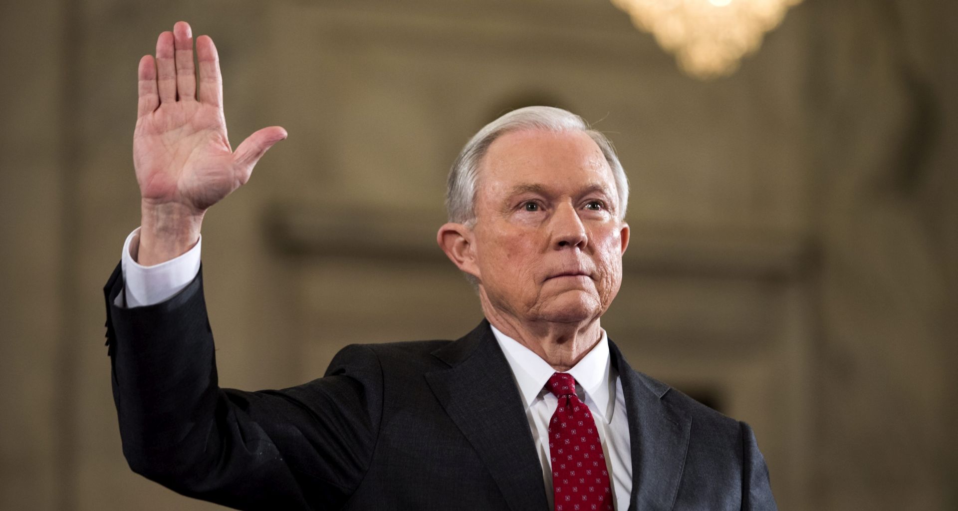 epa05709529 Republican Senator from Alabama, Jeff Sessions, prepares to testify at his confirmation hearing to be the Trump administration's Attorney General in the Russell Senate Office Building  in Washington, DC, USA, 10 January 2017. Sessions' nomination is encountering strong resistance; on 03 January more than 1,100 American law professors from 48 states signed a letter to Congress asking that they reject Session's nomination.  EPA/JIM LO SCALZO