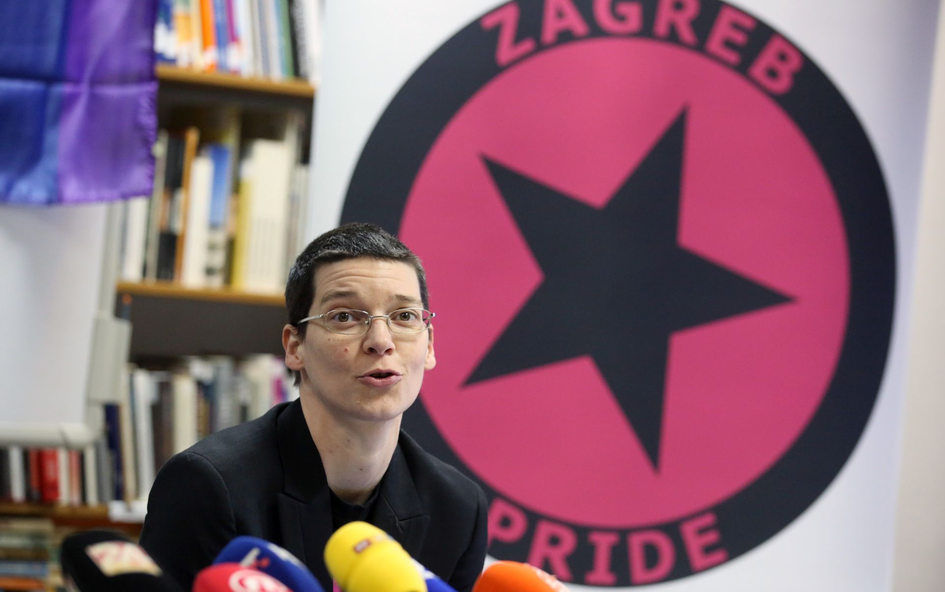 Zagreb, 13.02.2017. - Konferencija za medije Zagreb Pride-a povodom homofobnog napada u klubu Super Super. Na fotografiji koordinator Zagreb Pride-a Jelena Potiæ. foto HINA/ Lana SLIVAR DOMINIÆ/ lsd