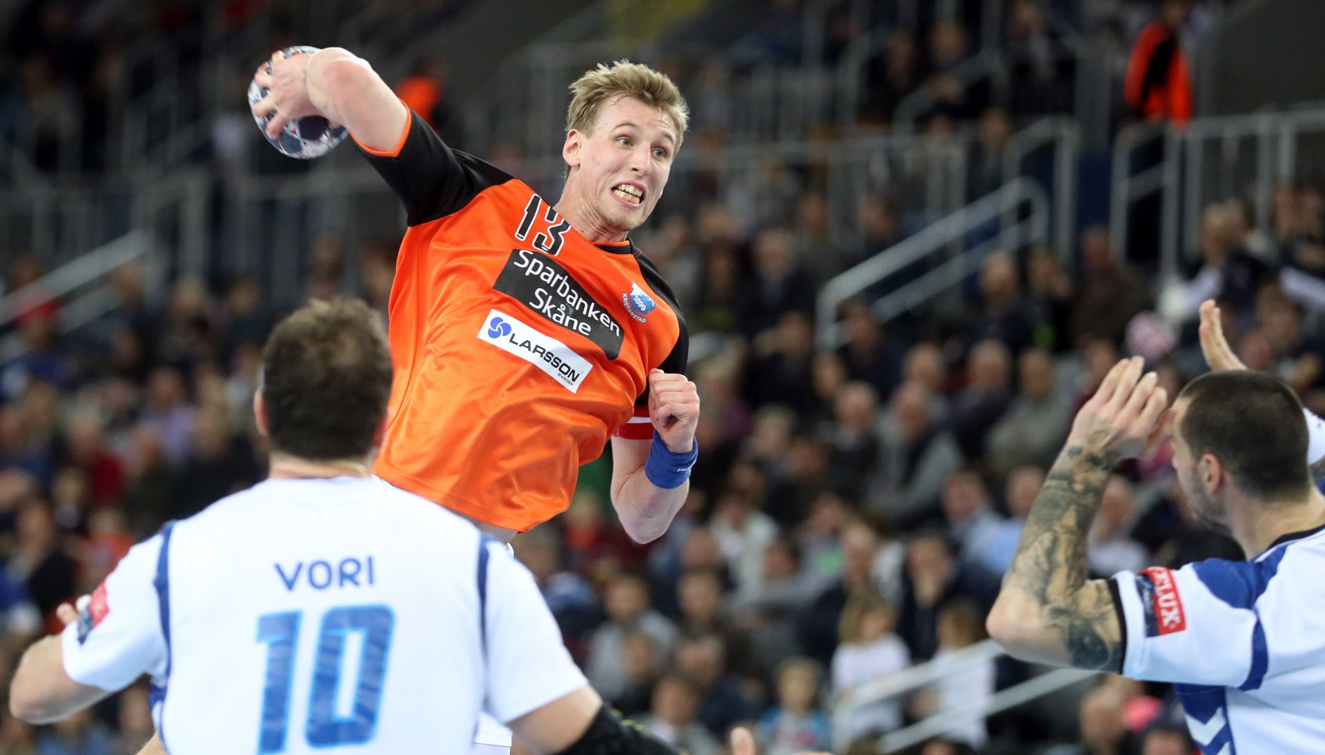 Zagreb, 25.02.2017 - Utakmica rukometne lige prvaka izmeðu Zagreb PPD-a i IFK Kristianstada u Areni Zagreb. Na slici Olafur Andres Gudmundsson iz Kristianstada.
foto HINA/ Damir SENÈAR /ds