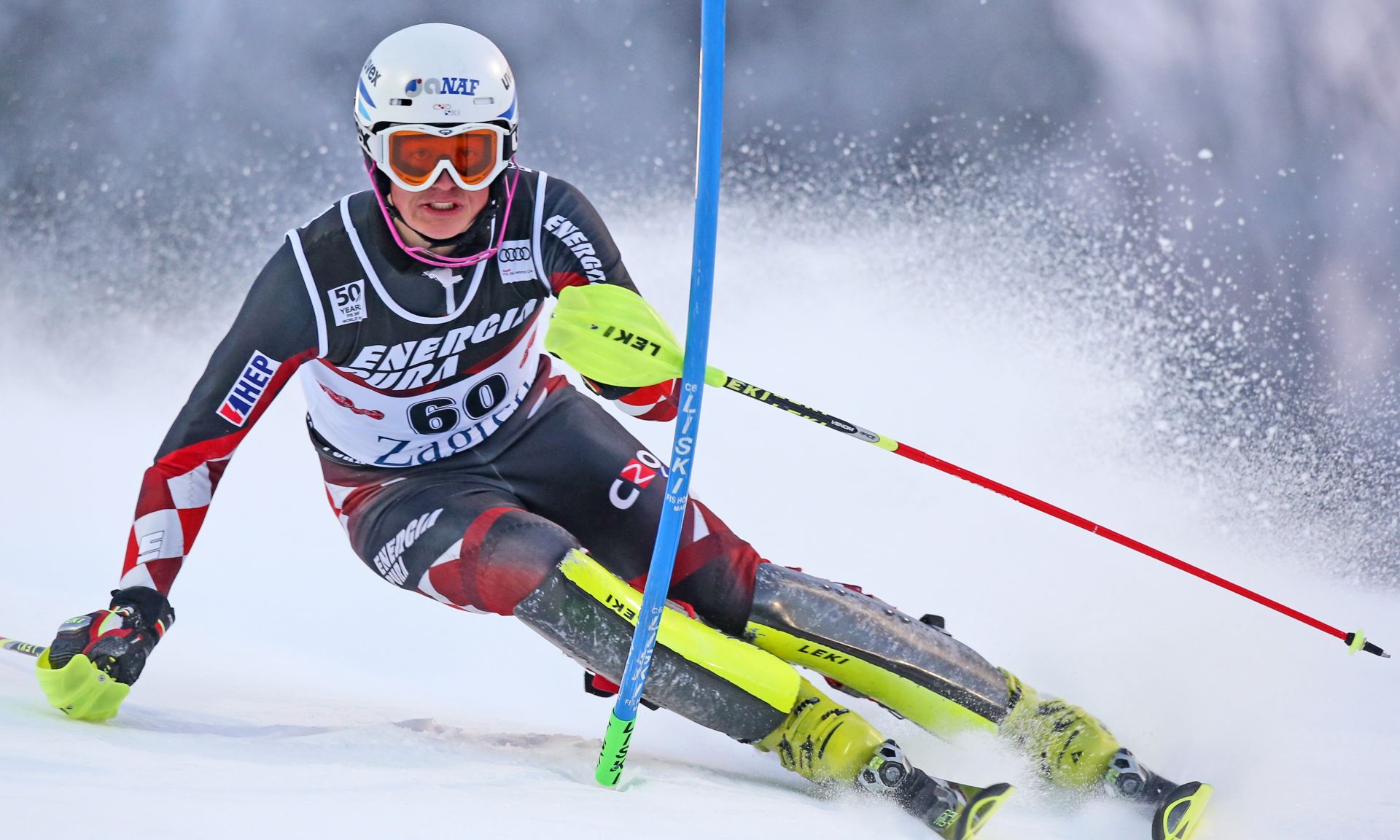 05.01.2017., Sljeme, Zagreb - Prva voznja muske slalomske utrke Audi FIS Svjetskog skijaskog kupa Snow Queen Trophy. Elias Kolega. Photo: Igor Kralj/PIXSELL