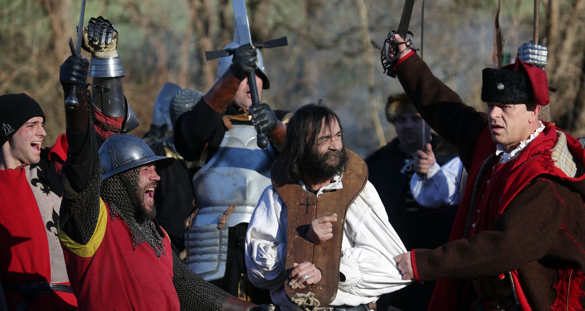 13.02.2016., Donja Stubica - U Donjoj Stubici odrzana je rekonstrukcija bitke koja se odigrala 1573. godine kad su se pobunili kmetovi pod vodstvom Matije Gupca protiv feudalnog gospodara Franje Tahija i ostalih velikasa. 
Photo: Borna Filic/PIXSELL
