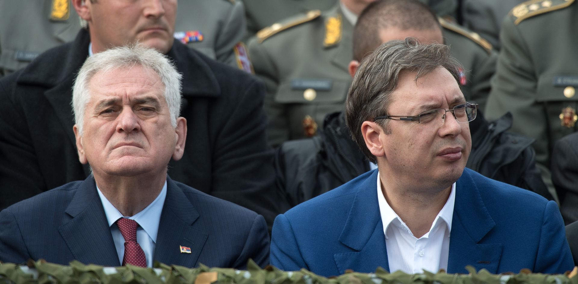 .  22.10.2016., Novi Sad, Srbija - Vojnom paradom obiljezava se Dan oslobodjenja Novog Sada u Drugom Svjetskom ratu. Predsjednik Srbije Tomislav Nikolic. Predsjednik Vlade Aleksandar Vucic.  Photo: Srdjan Ilic/PIXSELL