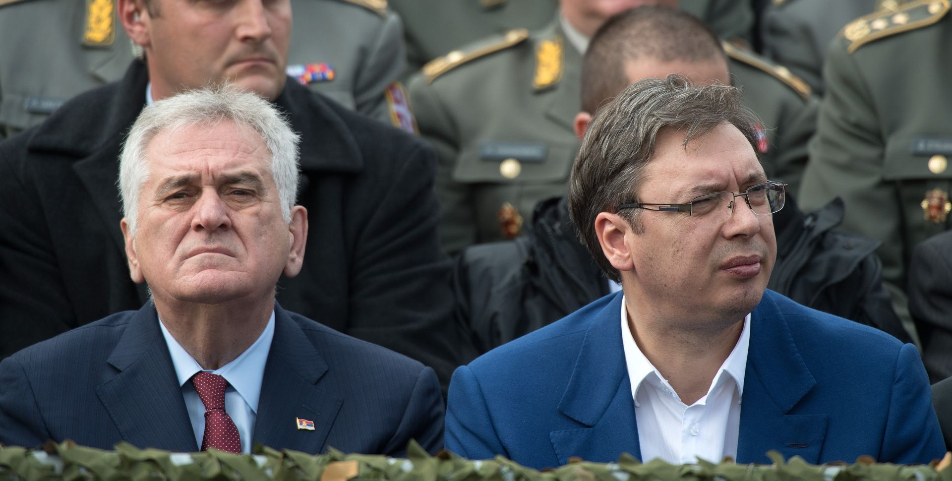 .  22.10.2016., Novi Sad, Srbija - Vojnom paradom obiljezava se Dan oslobodjenja Novog Sada u Drugom Svjetskom ratu. Predsjednik Srbije Tomislav Nikolic. Predsjednik Vlade Aleksandar Vucic.  Photo: Srdjan Ilic/PIXSELL