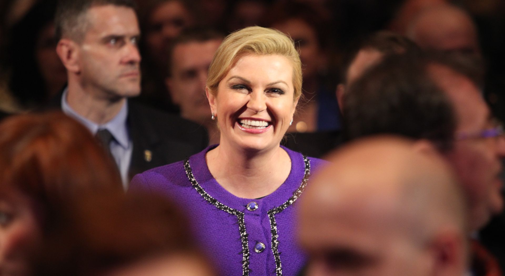 26.03.2014., Mostar, Bosna i Hercegovina - Svecana dodjela 14. Vecernjakovog pecata u Hrvatskom domu Herceg Stjepan Kosic. Kolinda Grabar Kitarovic.
Photo: Boris Scitar/vecernji list/PIXSELL
