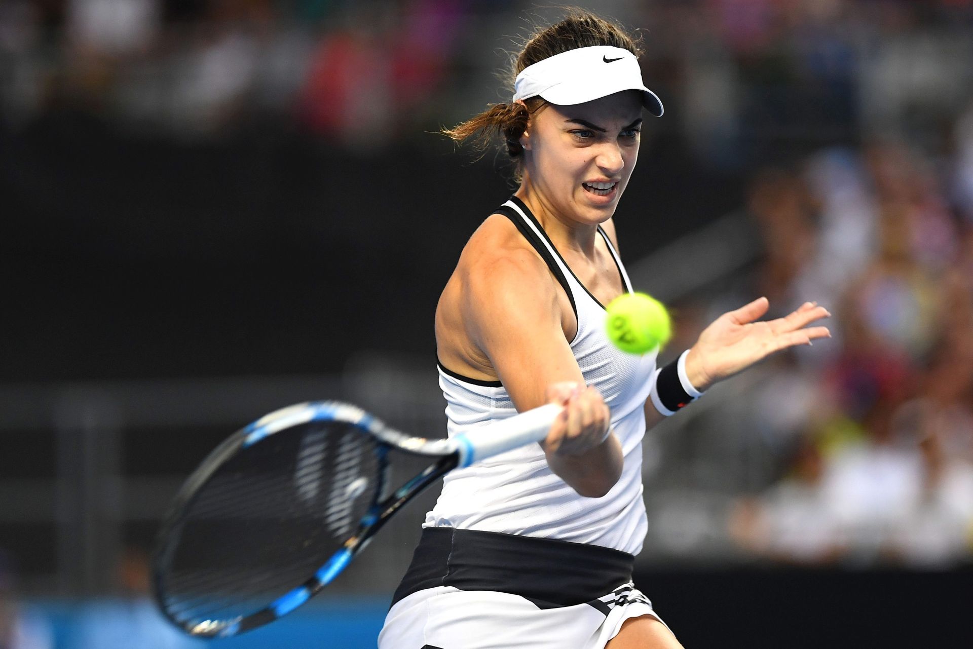 epa05730049 Ana Konjuh of Croatia in action against Daria Gavrilova of Australia during the Women's Singles match in round 2 at the Australian Open Grand Slam tennis tournament in Melbourne, Australia, 19 January 2017.  EPA/LUKAS COCH AUSTRALIA AND NEW ZEALAND OUT
