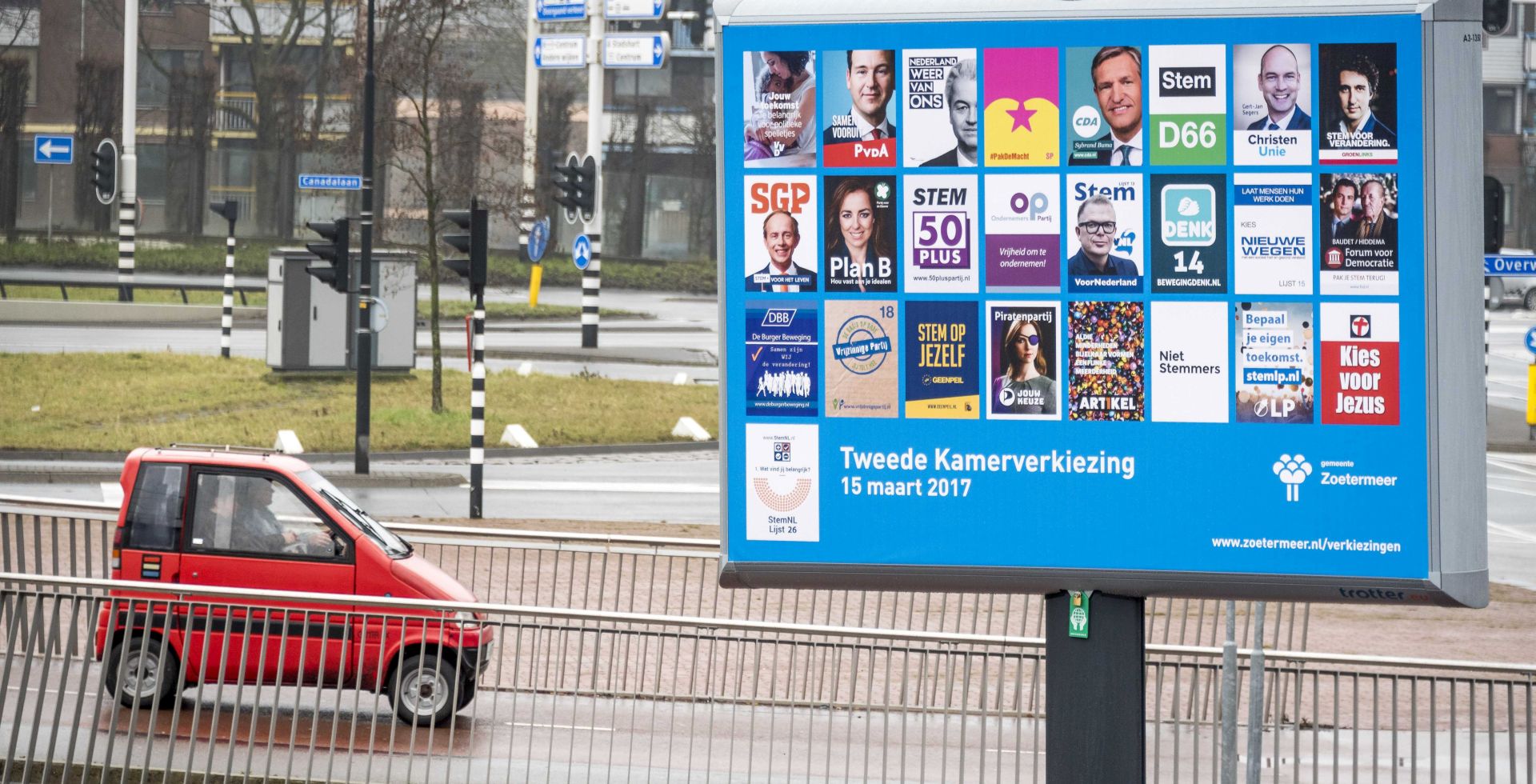 epa05805645 A placard with the election posters of all parties for the Dutch national elections is placed in Zoetermeer, the Netherlands, 20 February 2017. The Dutch national elections will take place on 15 March 2017.  EPA/LEX VAN LIESHOUT