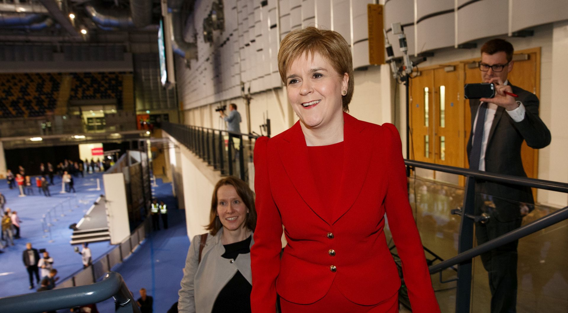 epa05845674 (FILE) - (FILE) - A file photograph showing leader of the Scottish National Party (SNP), Nicola Sturgeon, First Minister of Scotland, reacting after a positive result for her party at the Emirates Arena in Glasgow, Scotland, Britain, 06 May 2016. Media reports on 13 March 2017 state that Nicola Sturgeon will seek approval for second Scottish Independence referendum.  EPA/ROBERT PERRY
