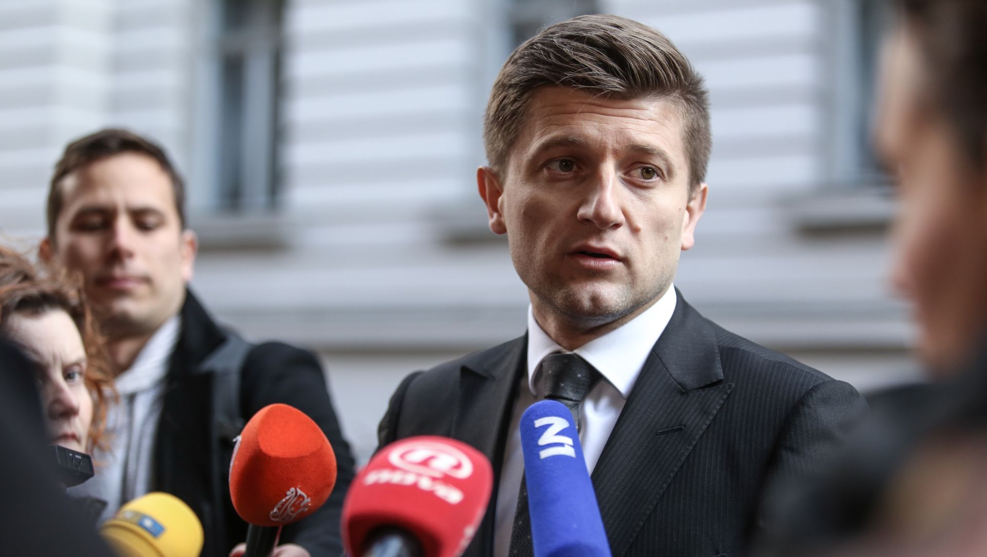 11.03.2017., Zagreb - Ministar financija Zdravko Maric odrazao je konferenciju za medije ispred Ministarstva financija u povodu objave stabilnih izgleda za kreditni rejting Hrvatske od medjunarodne agencije Moody's. 
Photo: Igor Soban/PIXSELL