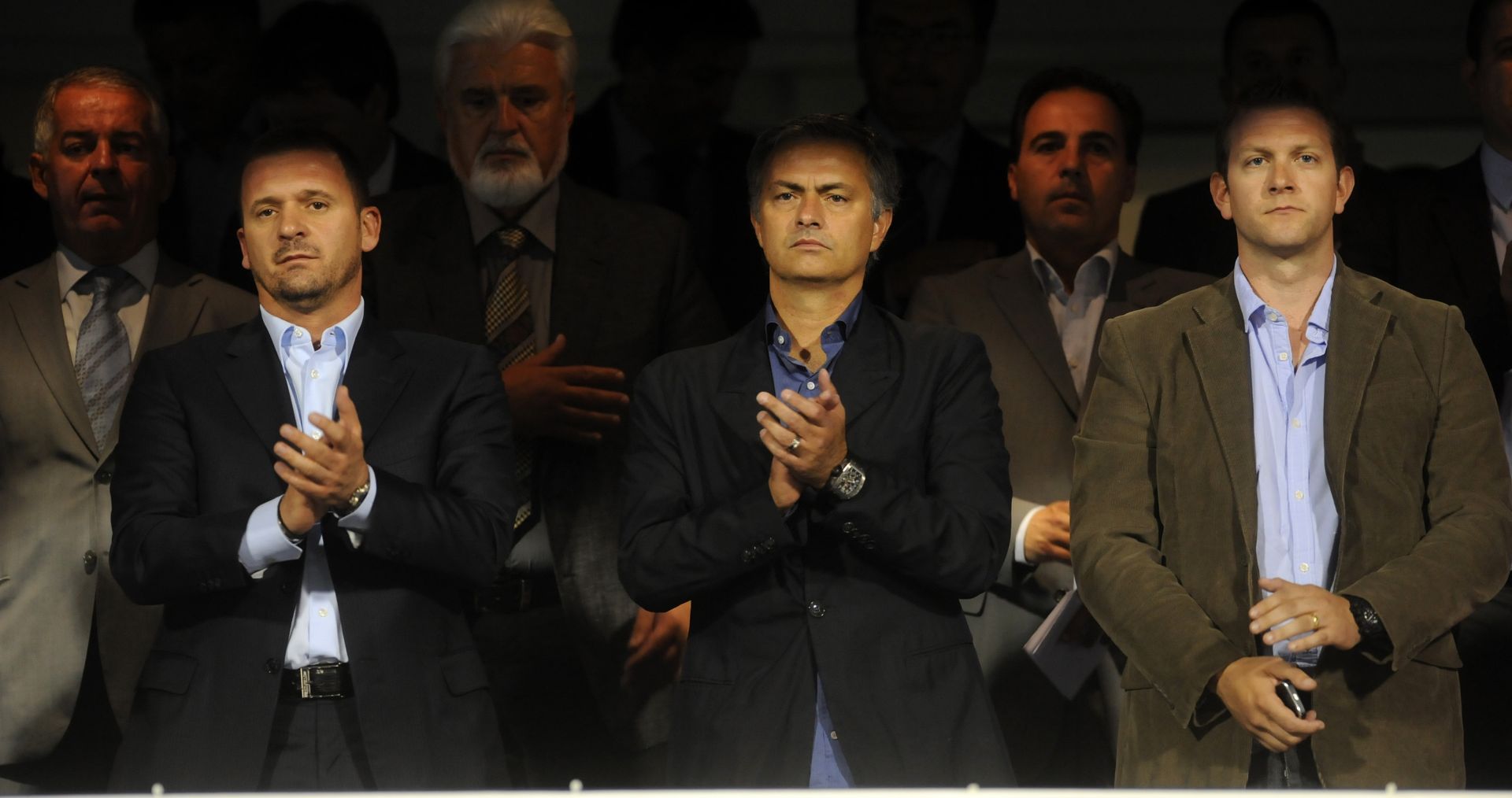 07.09.2012., stadion u Maksimiru, Zagreb - Kvalifikacije za Svjetsko nogometno prvenstvo 2014., skupina A, Hrvatska - Makedonija. Jose Mourinho, Predrag Mijatovic. 
Photo: Daniel Kasap/PIXSELL
