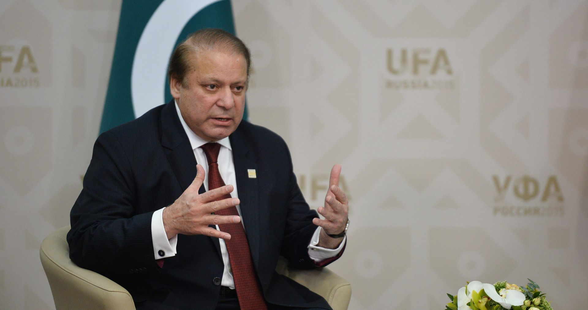 epa04841220 Pakistani Prime Minister Nawaz Sharif speaks during a meeting with Russian President Vladimir Putin (not pictured) at the SCO (Shanghai Cooperation Organisation) summit in Ufa, the capital of Bashkortostan republic, Russia, 10 July 2015. Ufa hosted the BRICS (Brazil, Russia, India, China and South Africa) and SCO (Shanghai Cooperation Organisation) summits from 08-10 July.  EPA/BRICS/SCO PHOTOHOST / RIA NOVOSTI