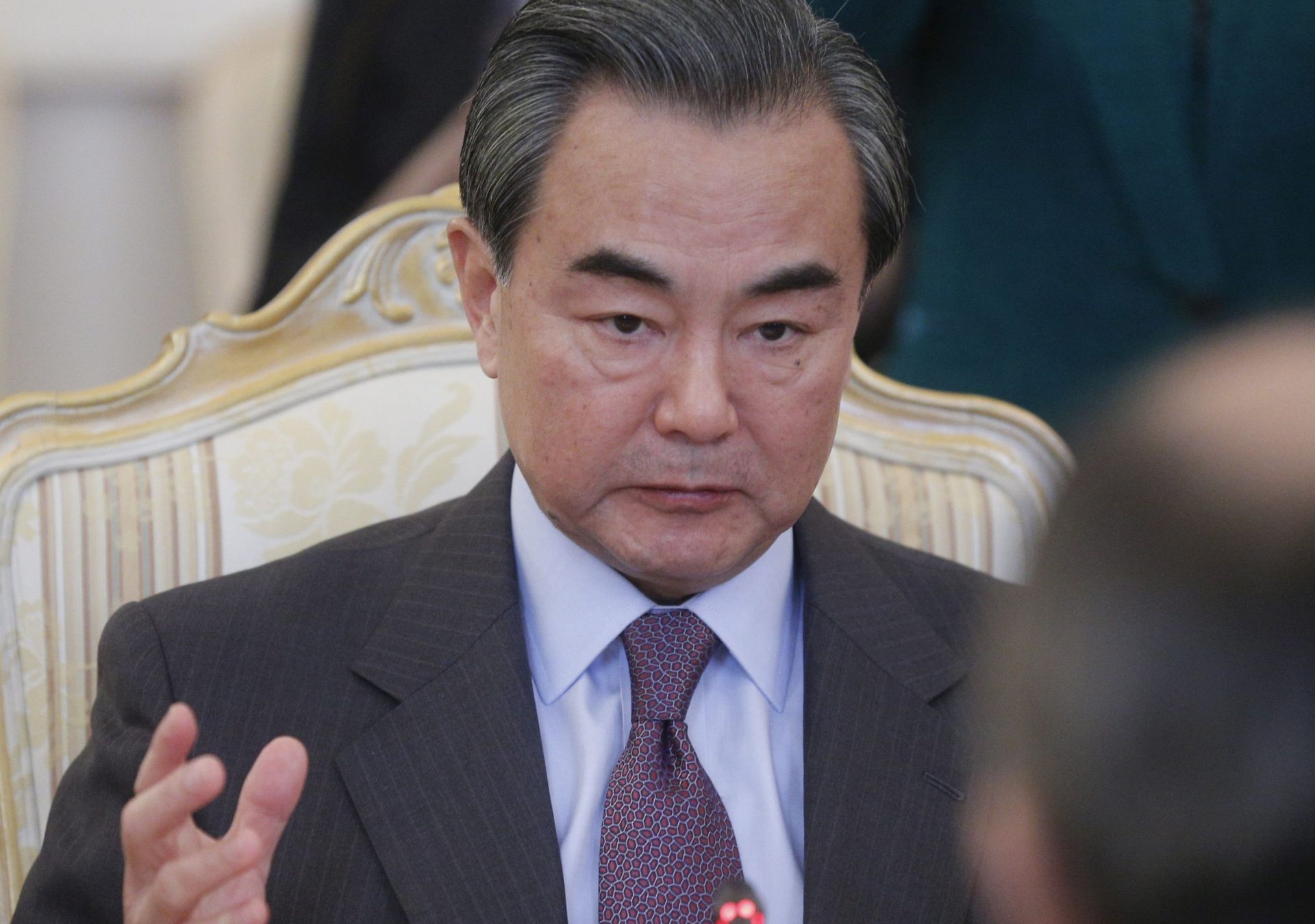 epa05205679 Chinese Foreign Minister Wang Yi talks to his Russian counterpart Sergei Lavrov (unseen) during their meeting in Moscow, Russia, 11 March 2016.  EPA/SERGEI CHIRIKOV