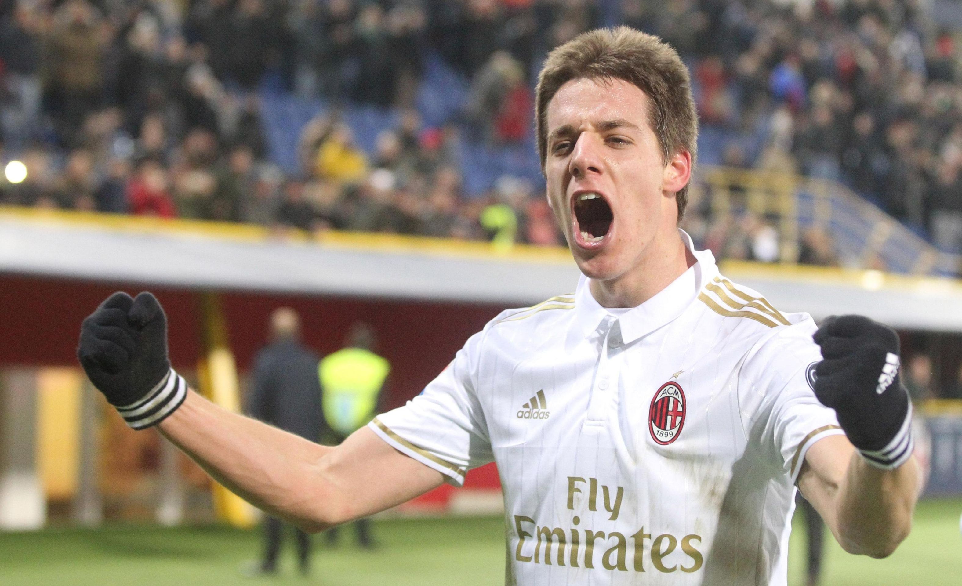 epa05778980 Milan's Mario Pasalic celebrates after scoring the opening goal during the Italian Serie A soccer match between Bologna and AC Milan in Bologna, Italy, 08 February 2017.  EPA/GIORGIO BENVENUTI