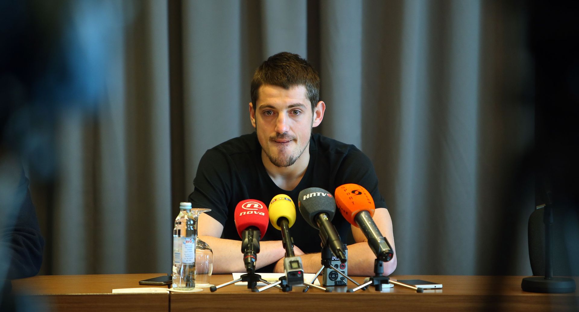 03.04.2017., hotel Hilton, Zagreb - Konferencija za medije nogometasa Arijana Ademija nakon sto mu je smanjena kazna na dvije godine zbog dopinga. Photo: Jurica Galoic/PIXSELL